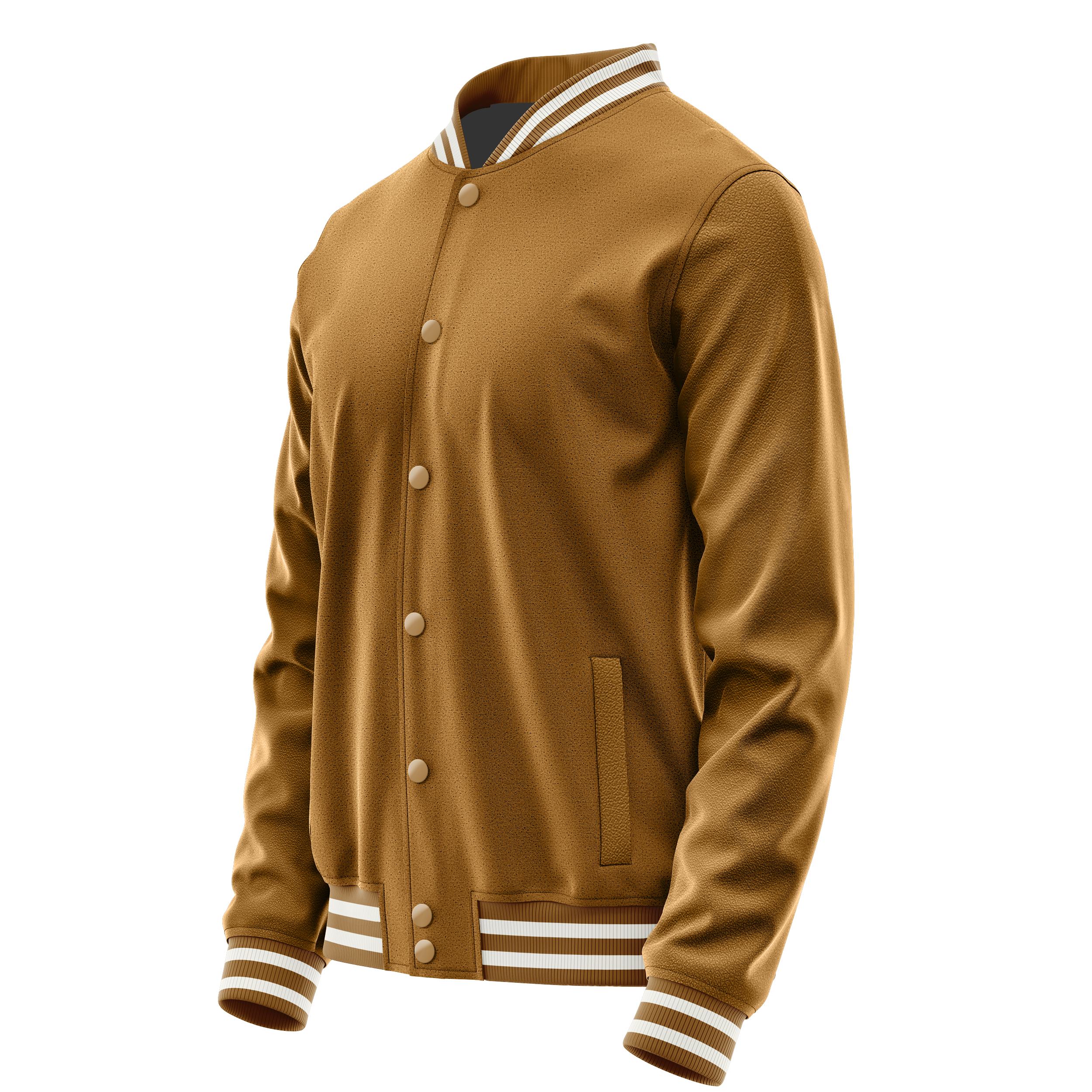 Khaki & Khaki Leather Varsity Jacket JG22222218