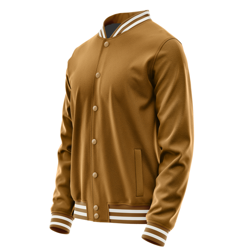 Khaki & Khaki Leather Varsity Jacket JG22222218