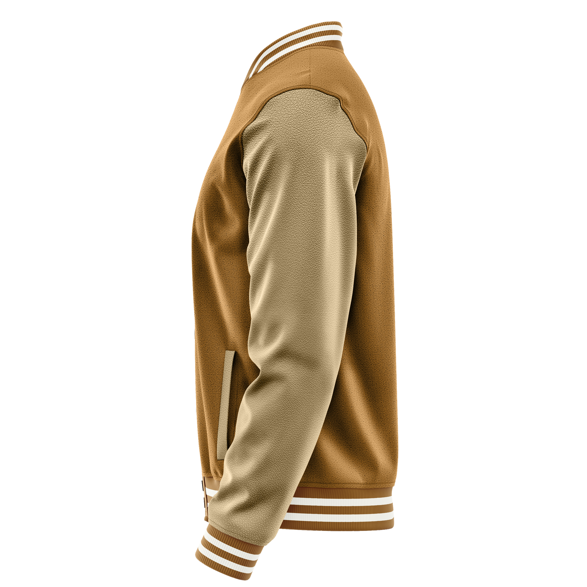 Khaki & Light Khaki Leather Varsity Jacket JG22252218