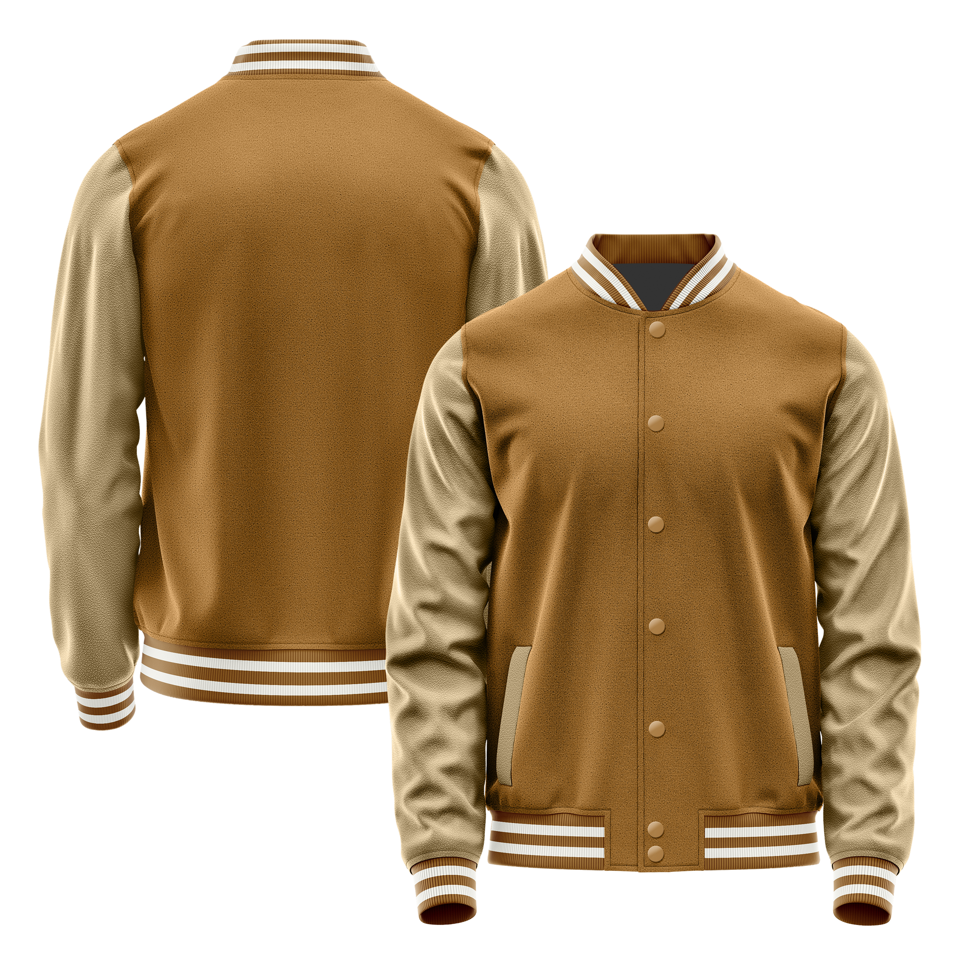 Khaki & Light Khaki Leather Varsity Jacket JG22252218