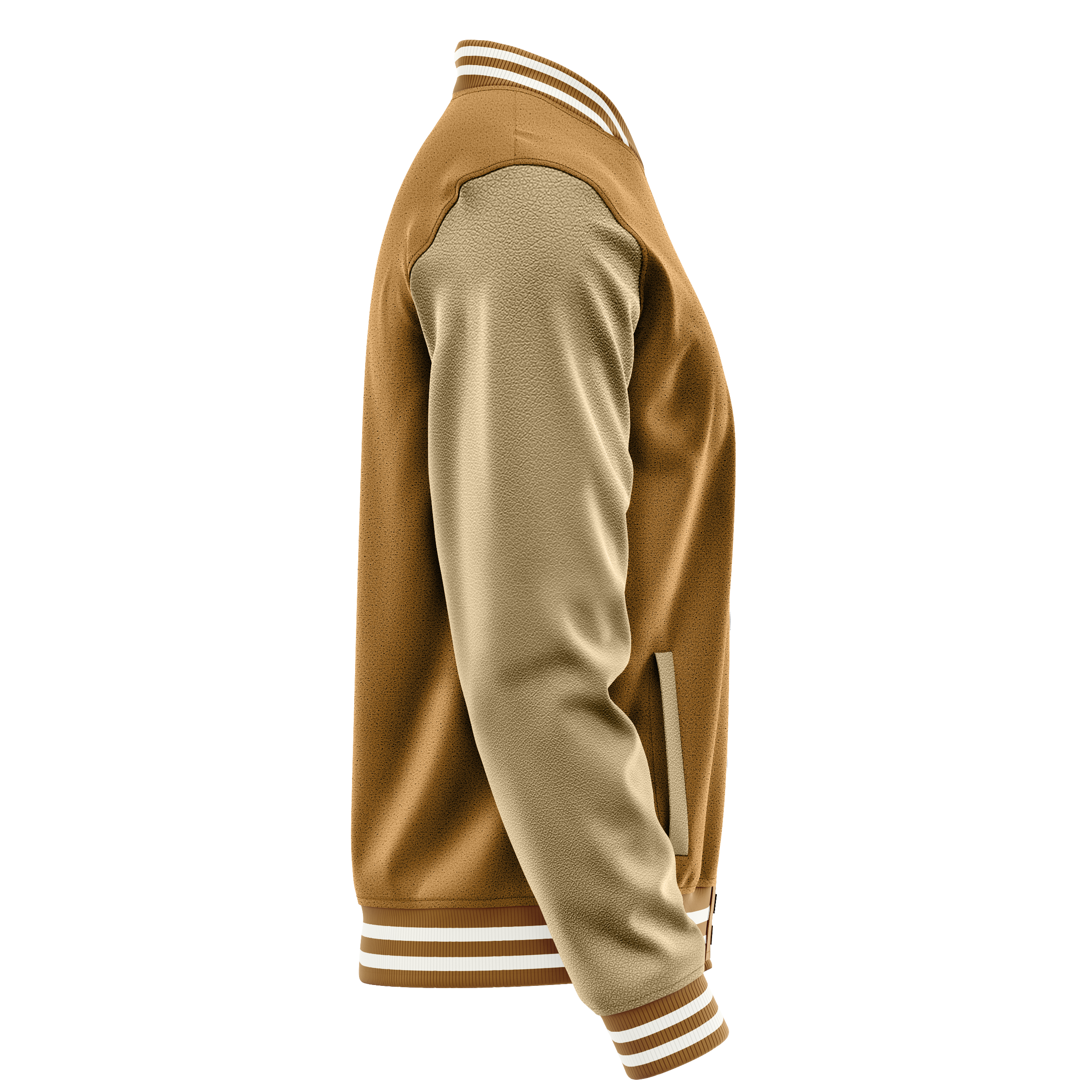 Khaki & Light Khaki Leather Varsity Jacket JG22252218