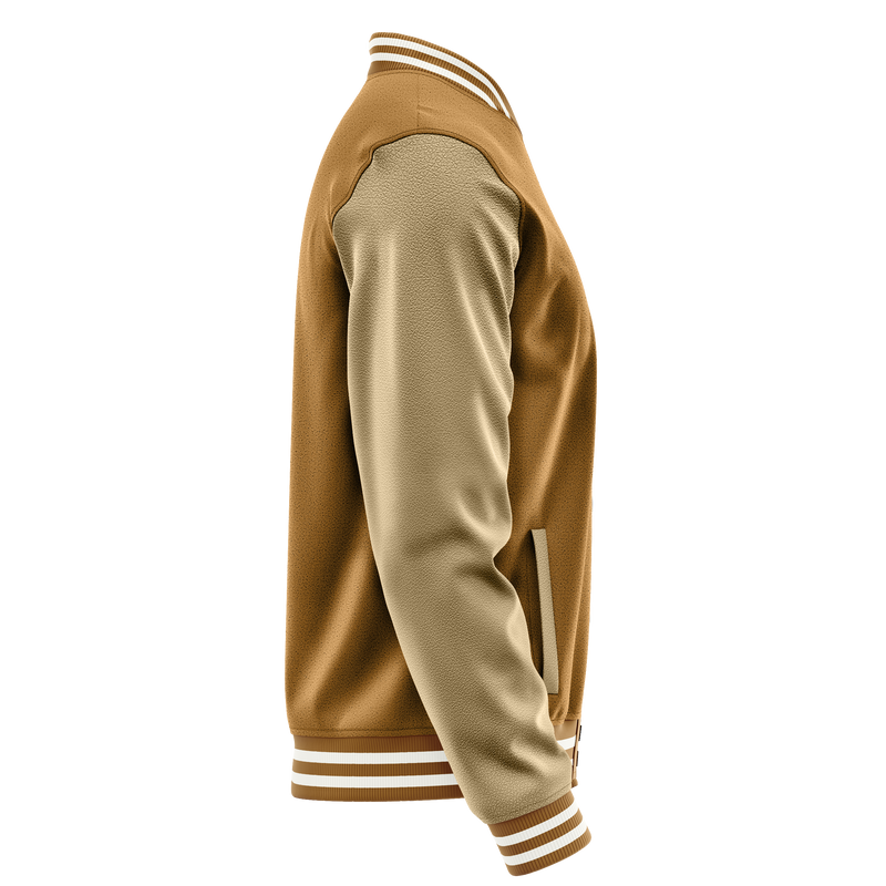 Khaki & Light Khaki Leather Varsity Jacket JG22252218