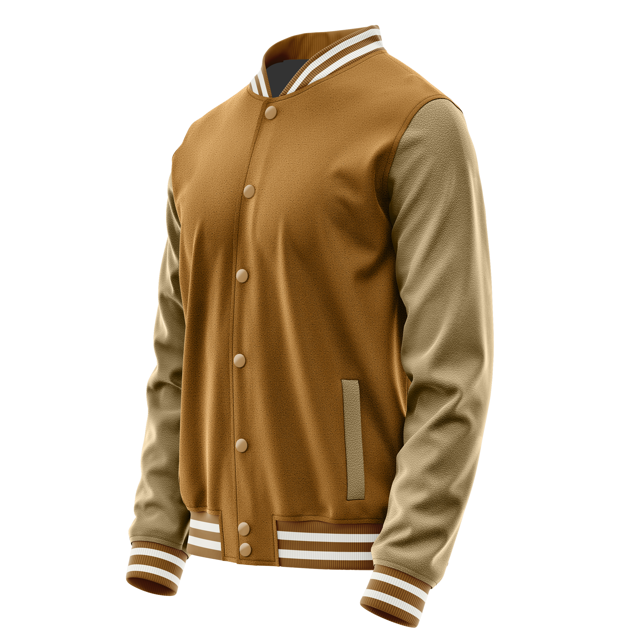 Khaki & Light Khaki Leather Varsity Jacket JG22252218