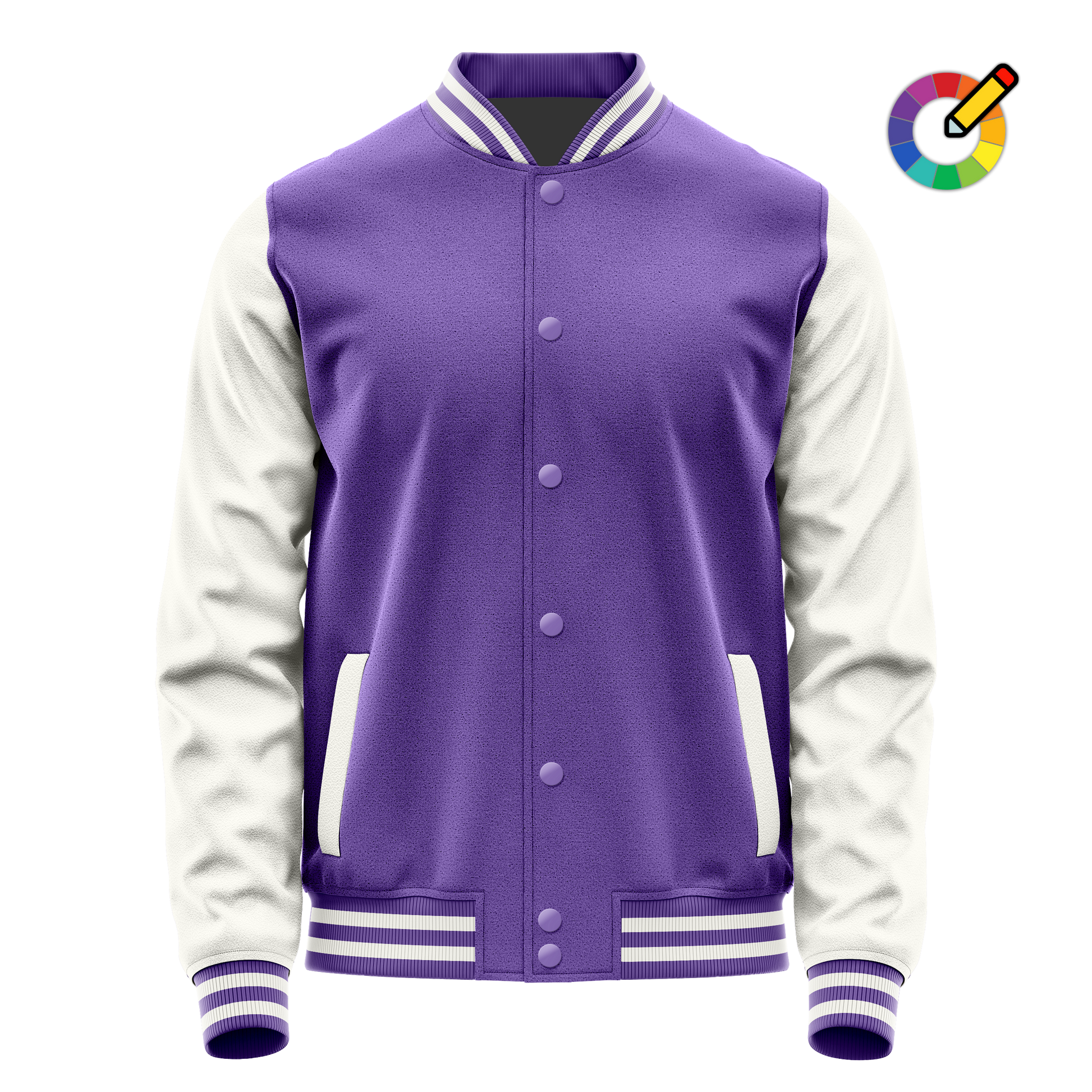 Light Purple & White Leather Varsity Jacket JG23182318