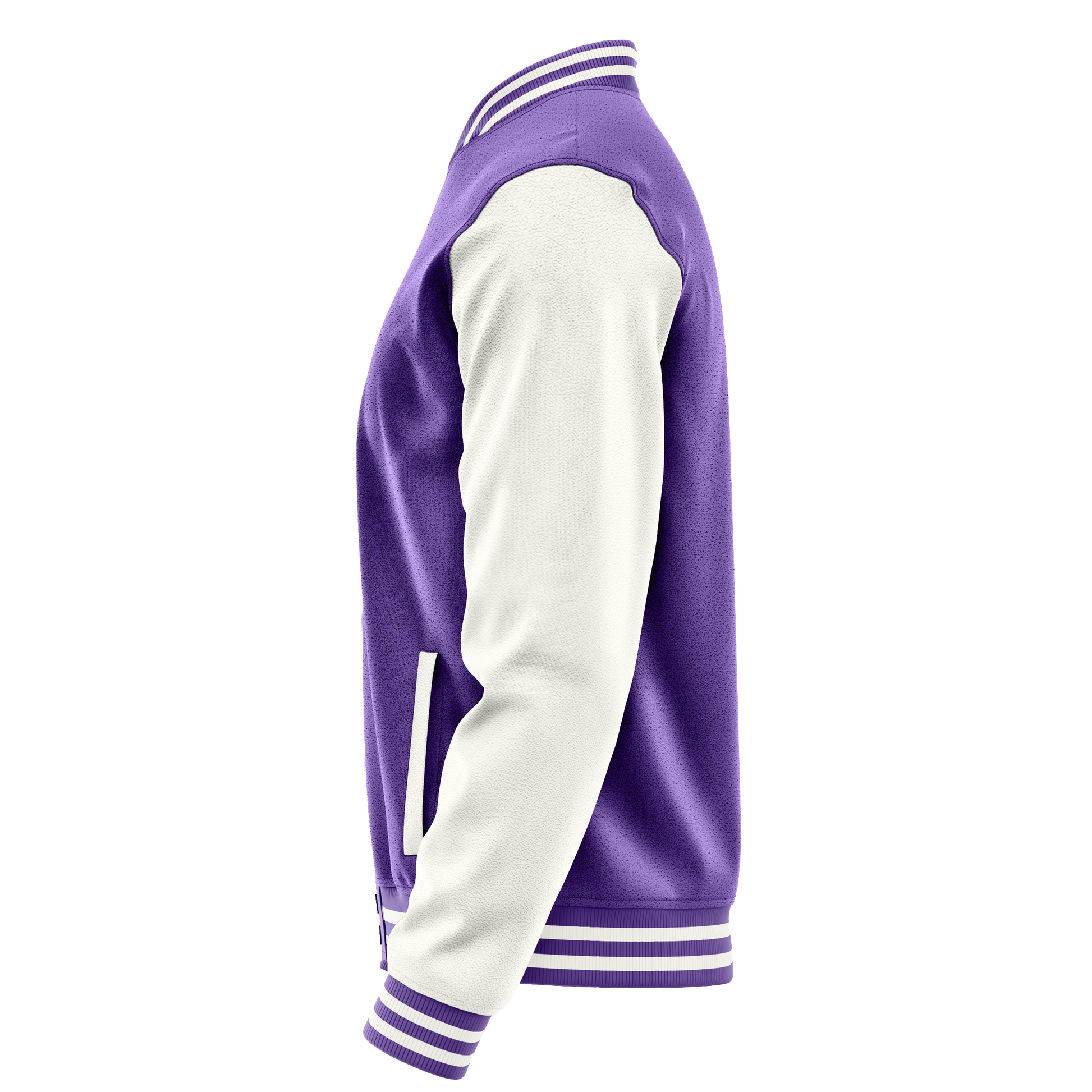 Light Purple & White Leather Varsity Jacket JG23182318