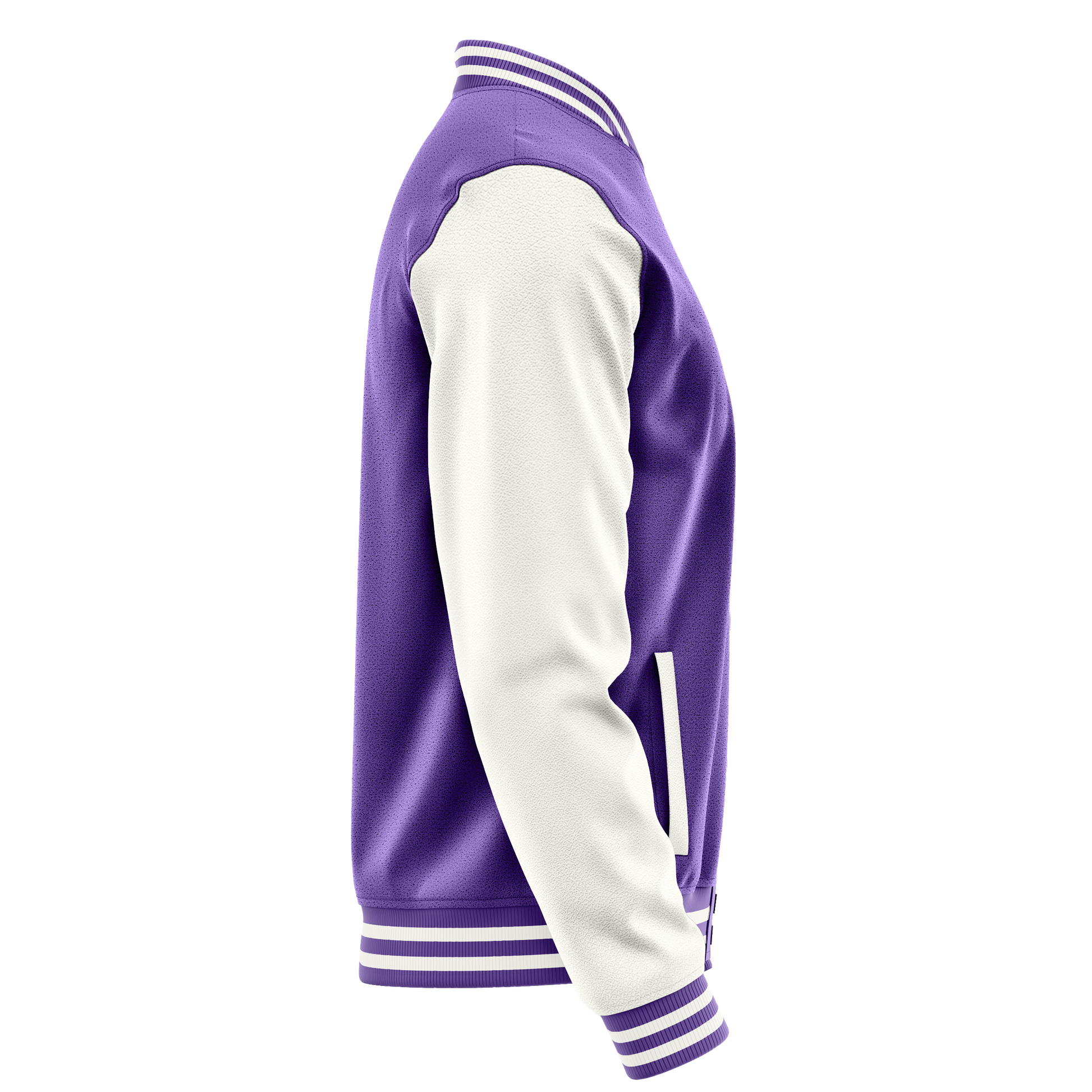 Light Purple & White Leather Varsity Jacket JG23182318