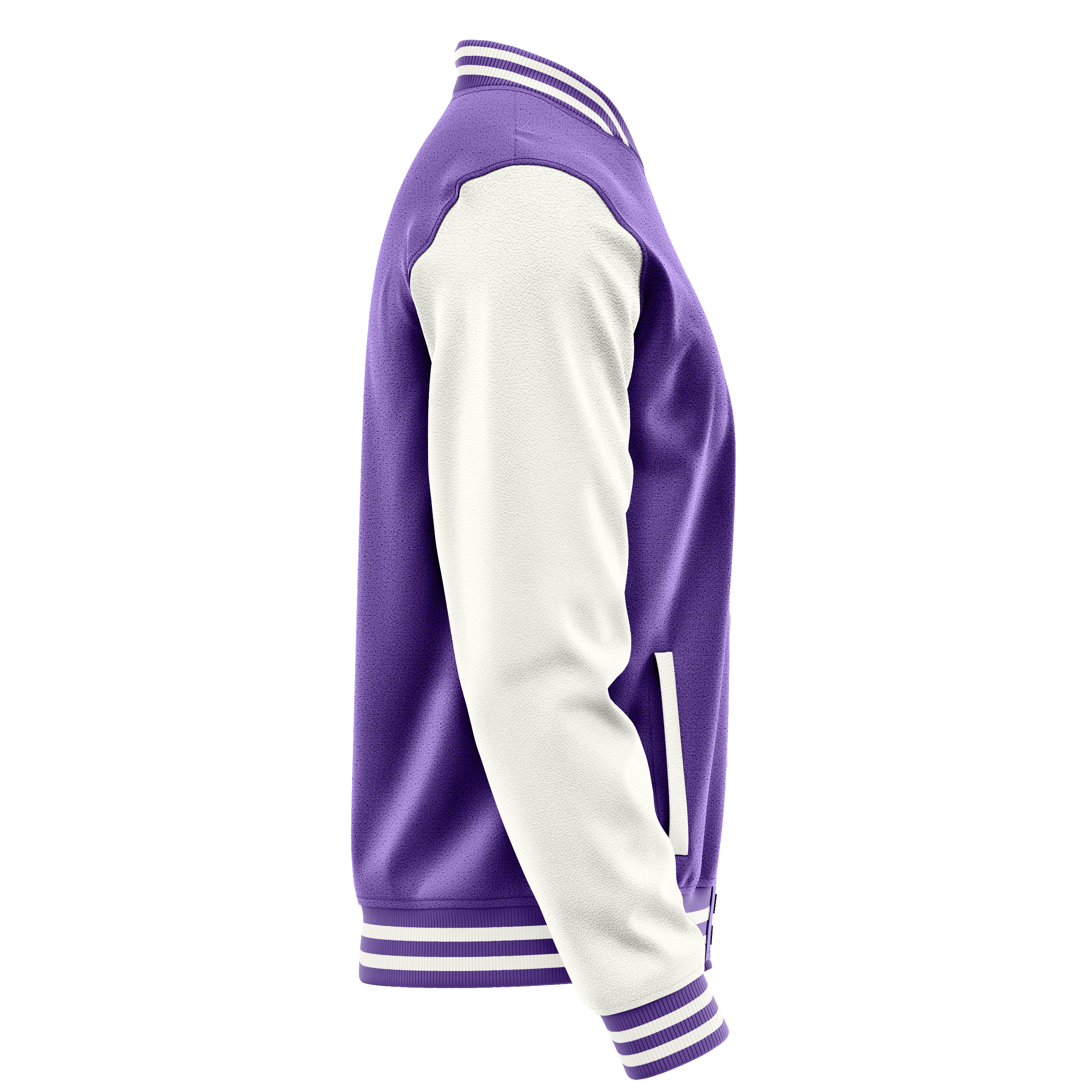 Light Purple & White Leather Varsity Jacket JG23182318