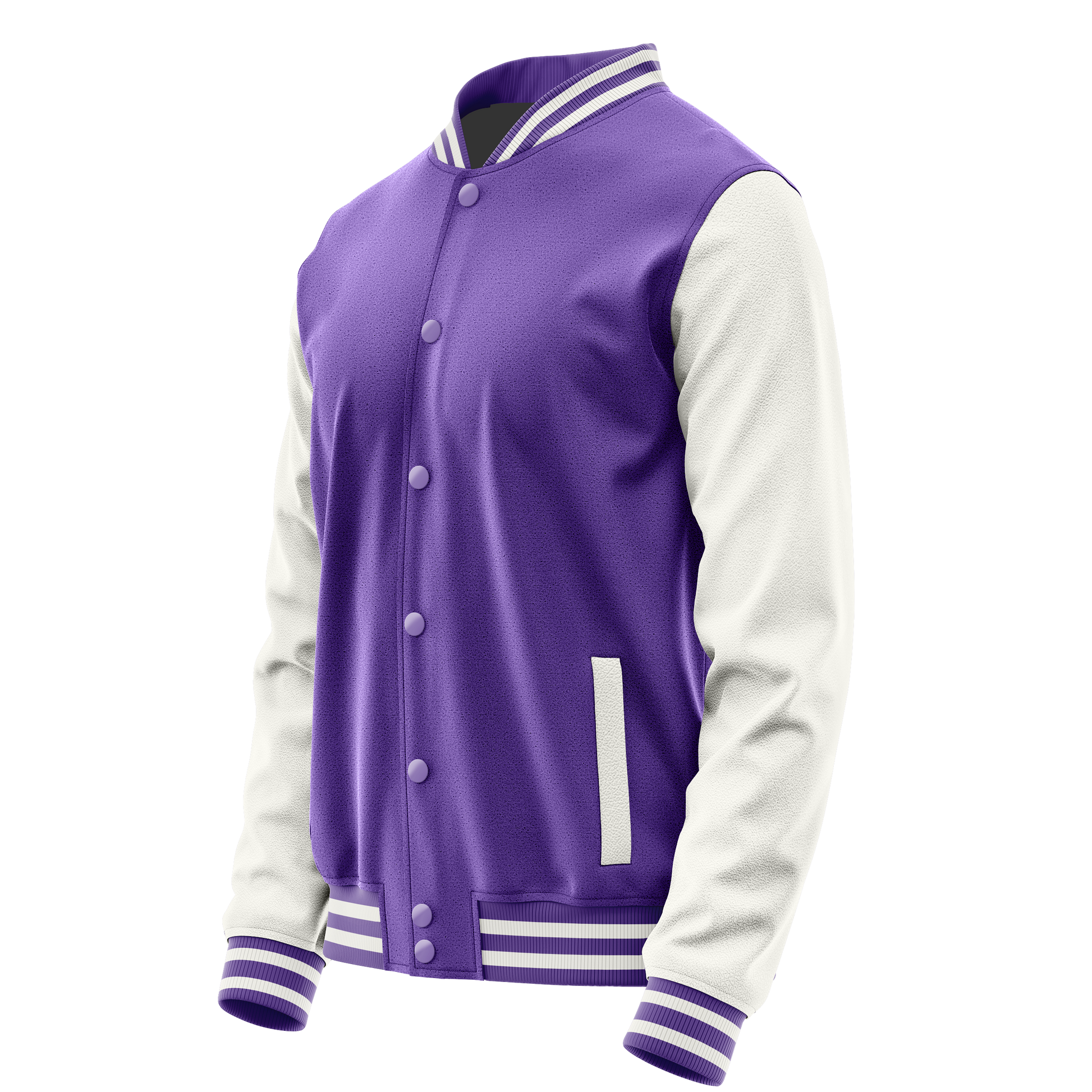 Light Purple & White Leather Varsity Jacket JG23182318