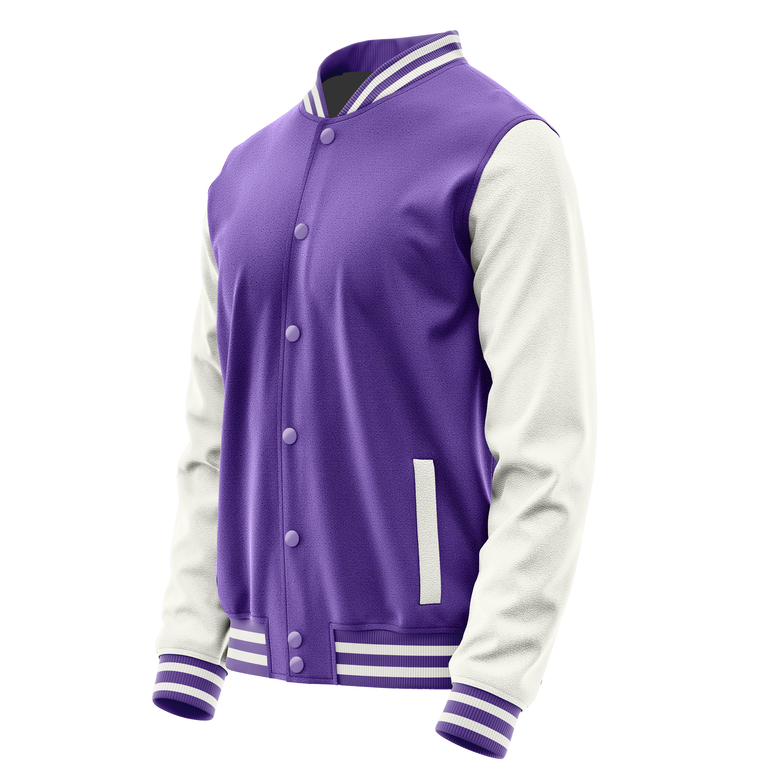 Light Purple & White Leather Varsity Jacket JG23182318