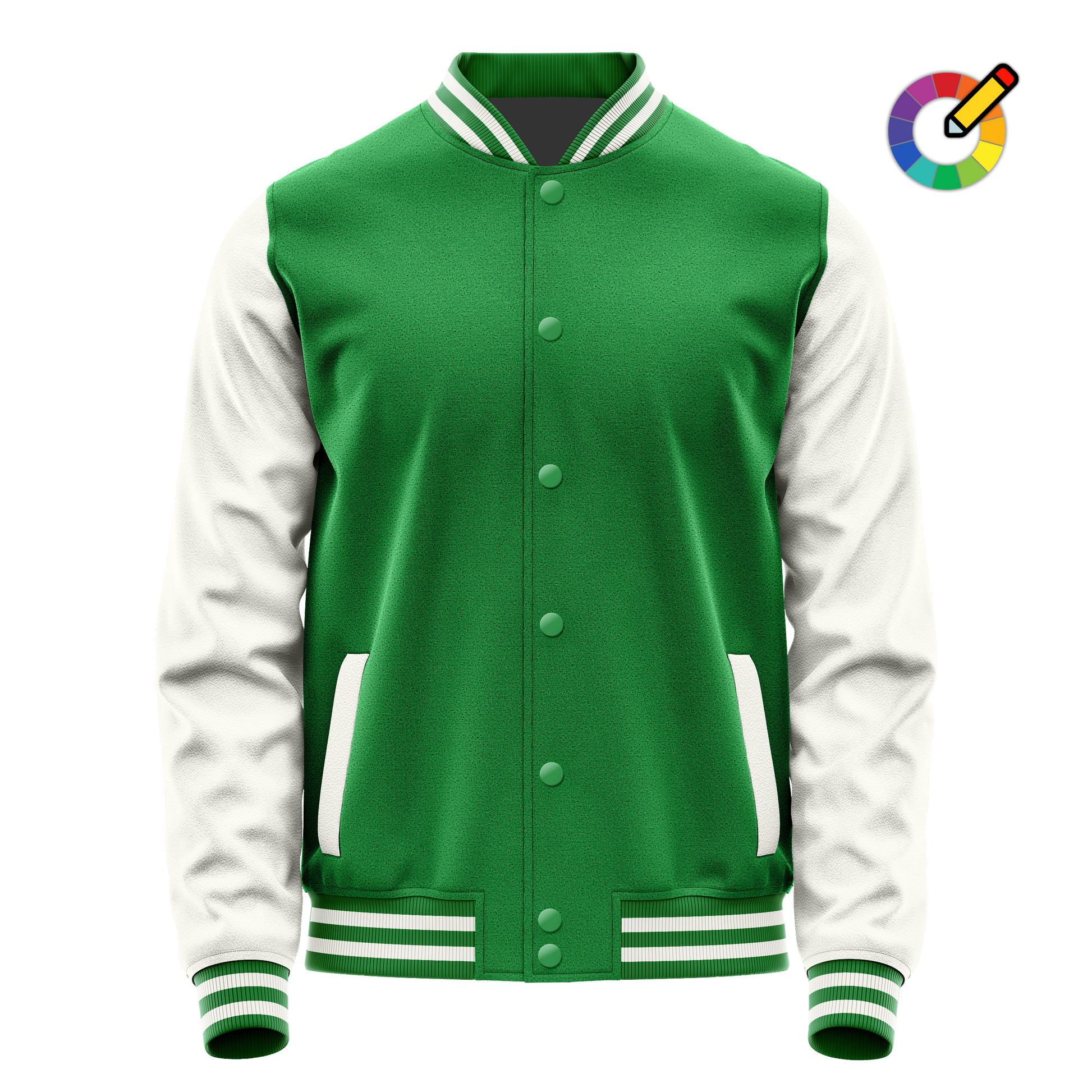 Emerald Green & White Leather Varsity Jacket JG24182418