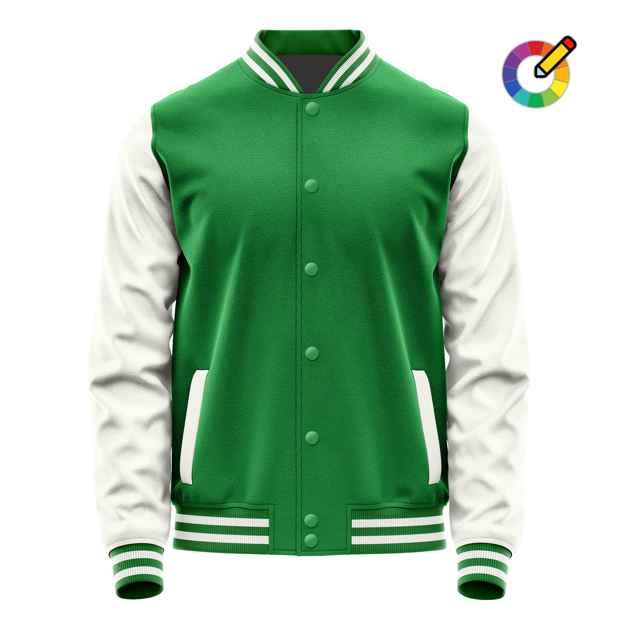 Emerald Green & White Leather Varsity Jacket JG24182418