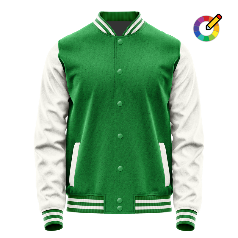 Emerald Green & White Leather Varsity Jacket JG24182418