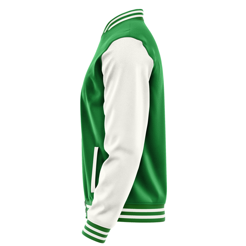 Emerald Green & White Leather Varsity Jacket JG24182418