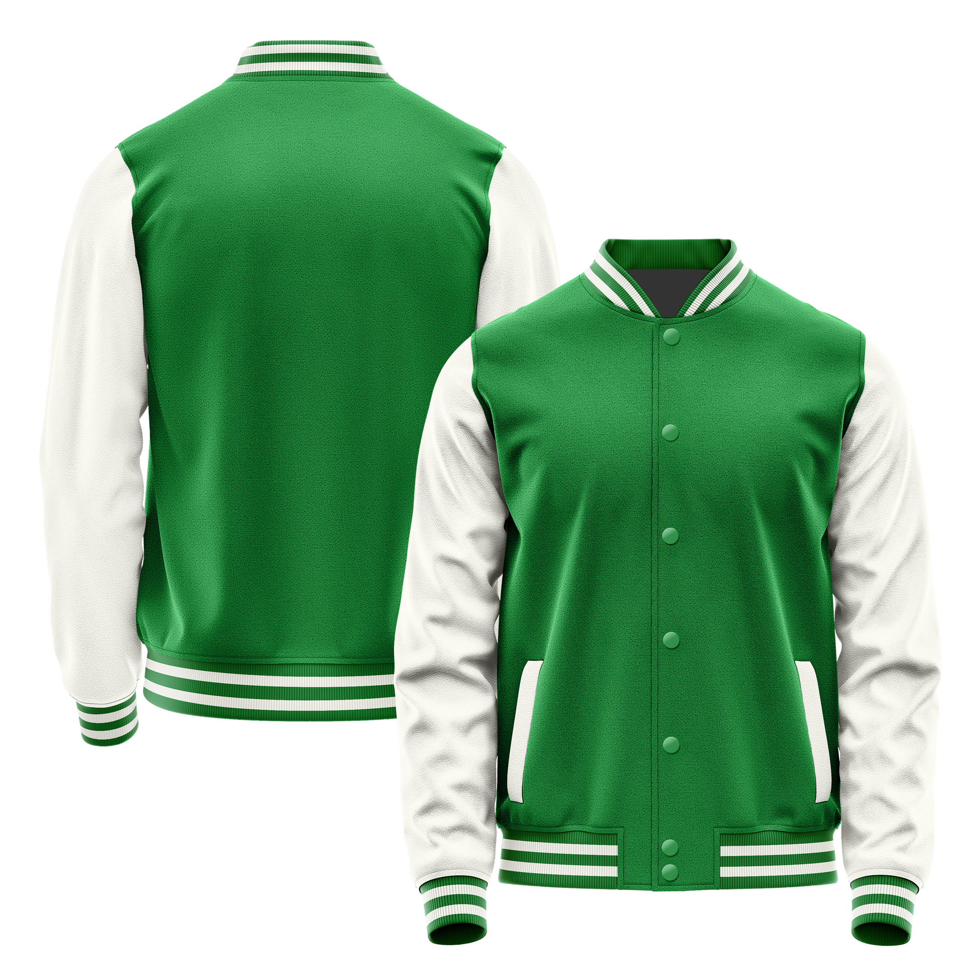 Emerald Green & White Leather Varsity Jacket JG24182418