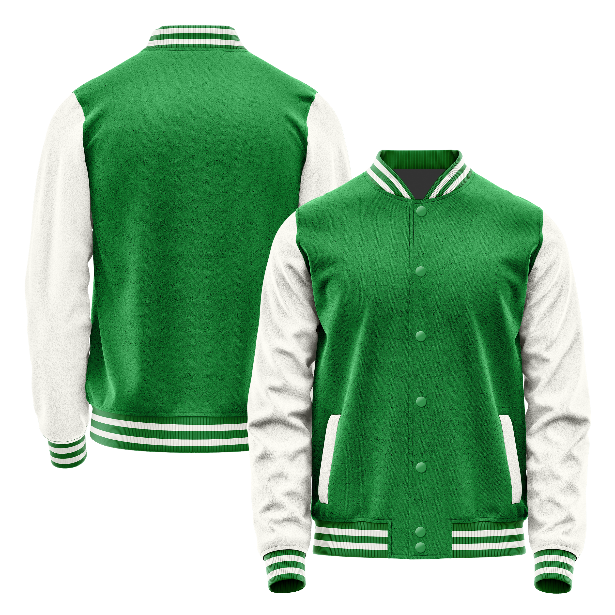 Emerald Green & White Leather Varsity Jacket JG24182418