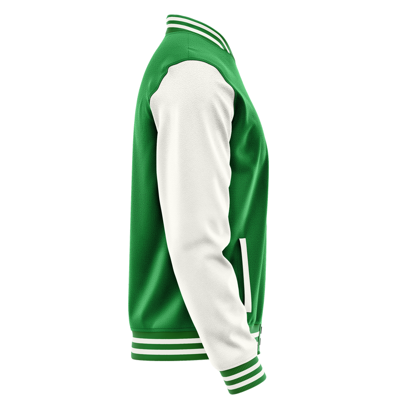 Emerald Green & White Leather Varsity Jacket JG24182418