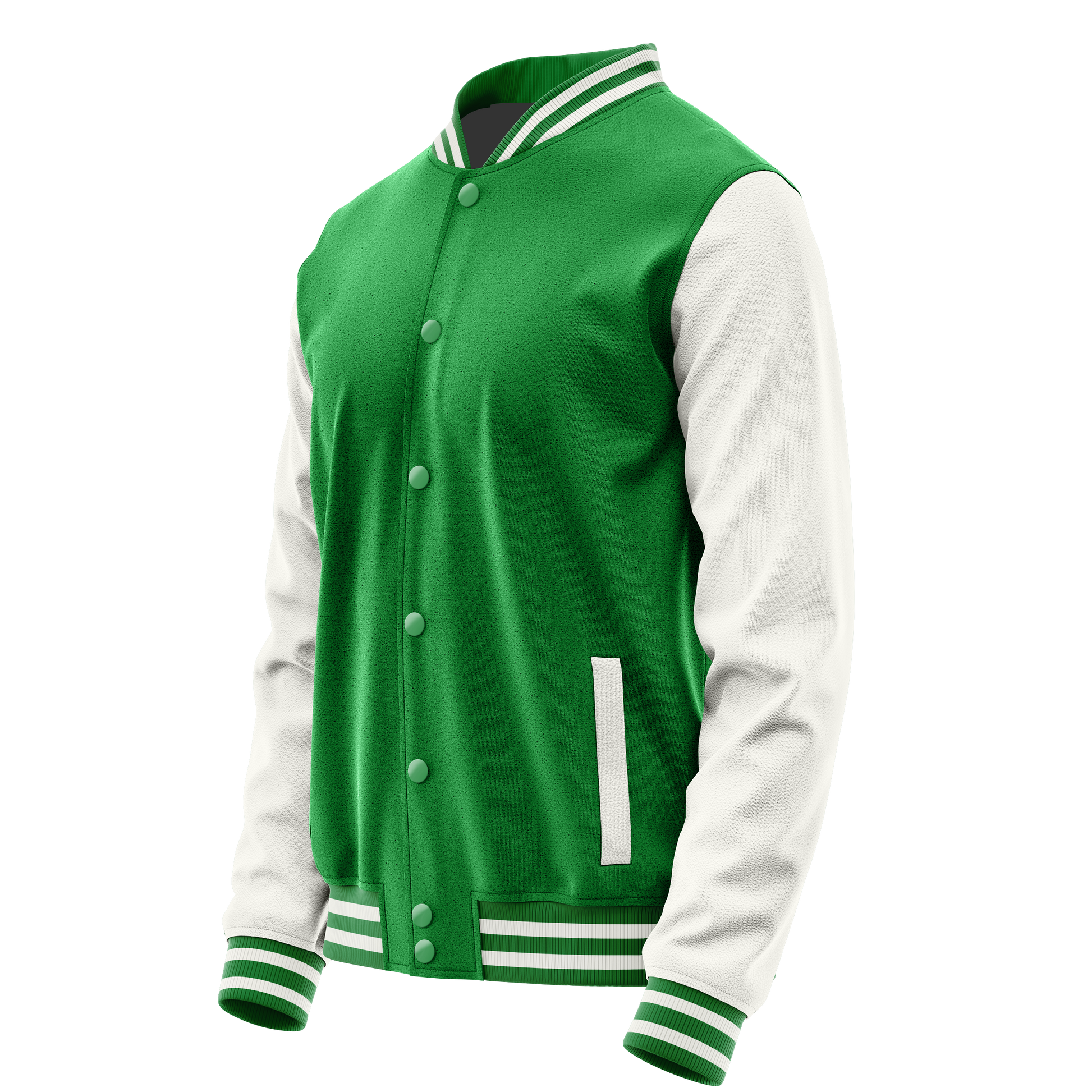 Emerald Green & White Leather Varsity Jacket JG24182418