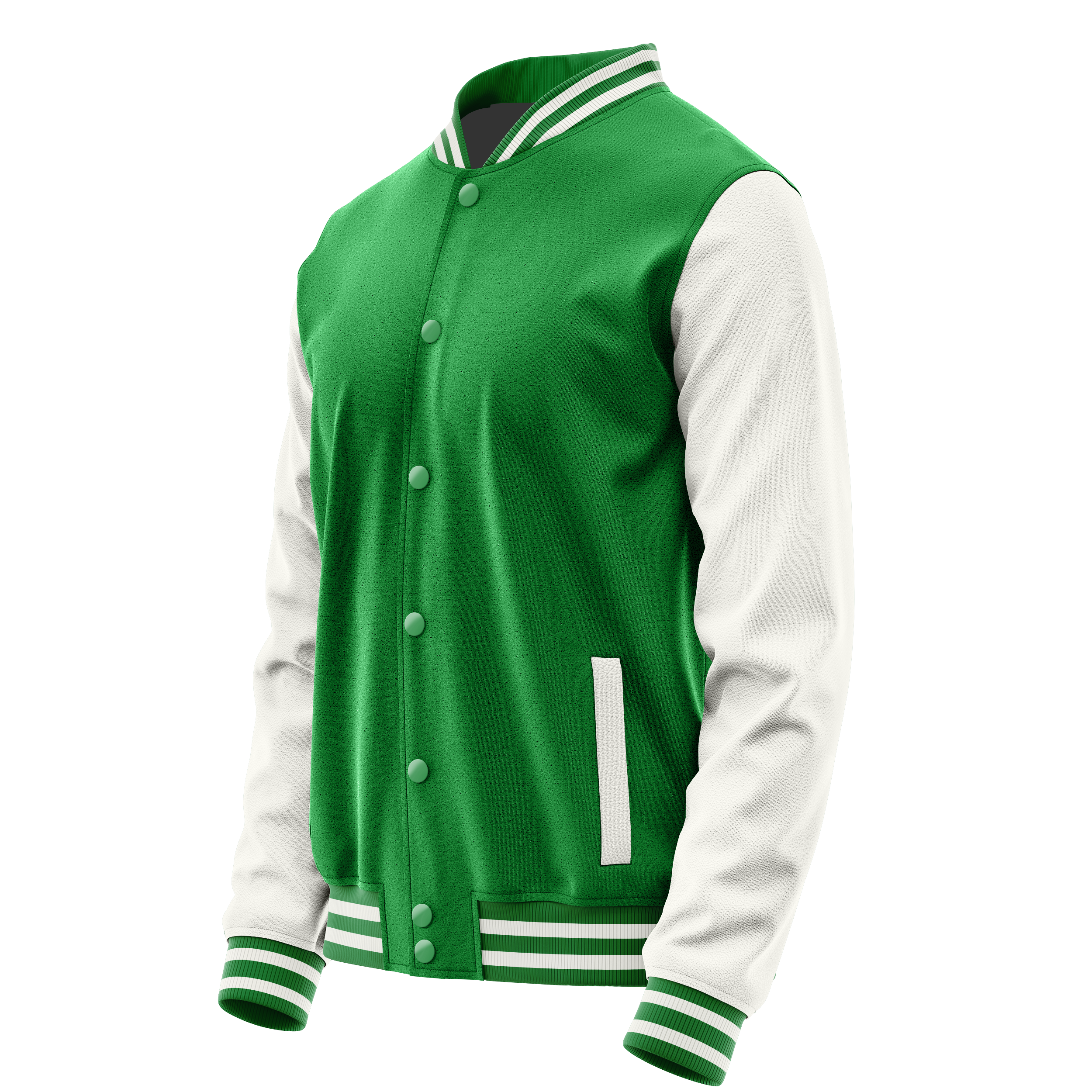 Emerald Green & White Leather Varsity Jacket JG24182418