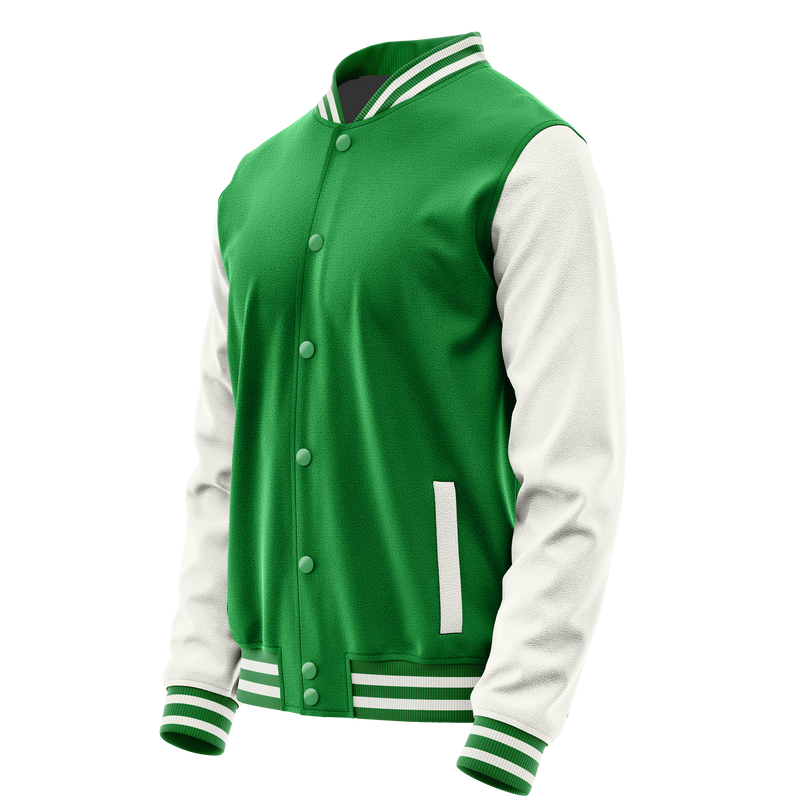 Emerald Green & White Leather Varsity Jacket JG24182418