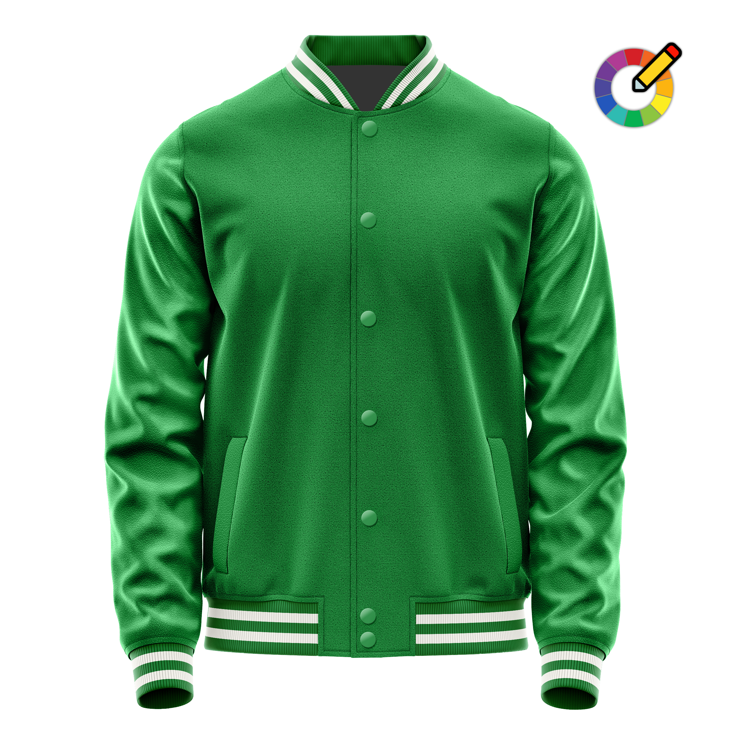 Emerald Green & Emerald Green Leather Varsity Jacket JG24242418