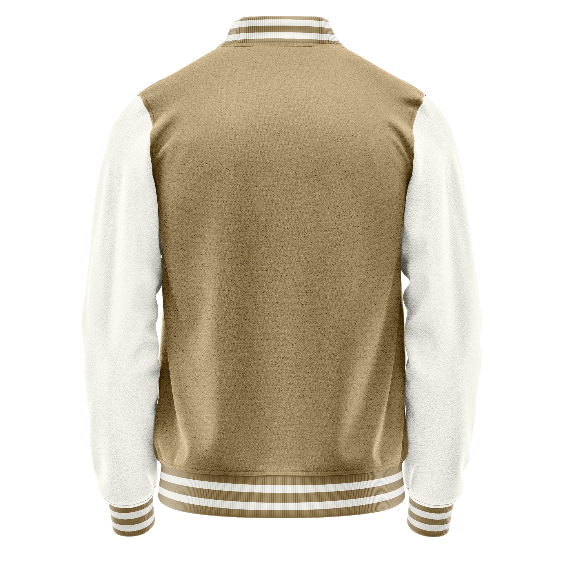 Light Khaki & White Leather Varsity Jacket JG25182518