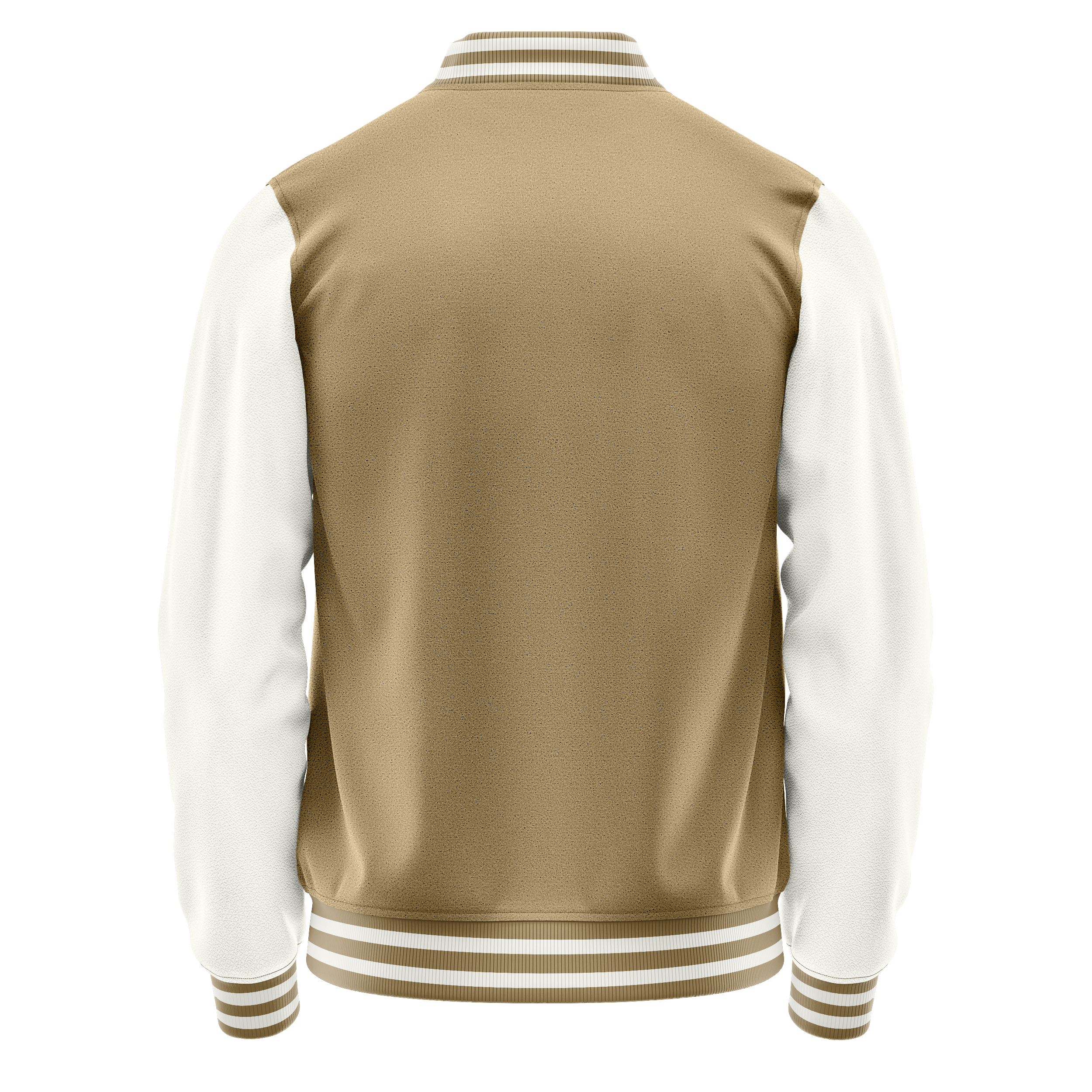 Light Khaki & White Leather Varsity Jacket JG25182518