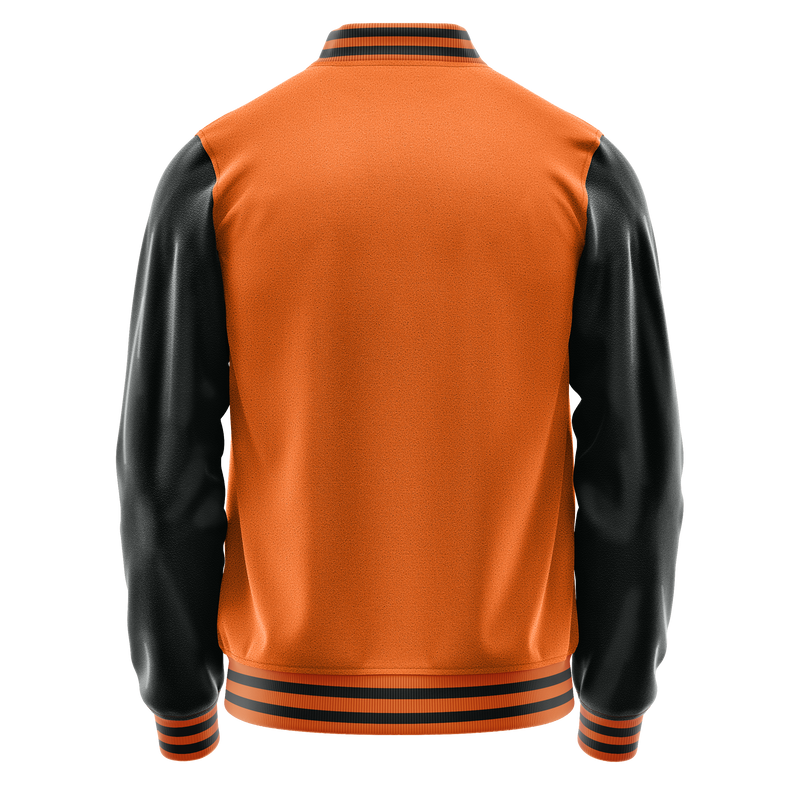 Orange & Black Leather Varsity Jacket JG28172817