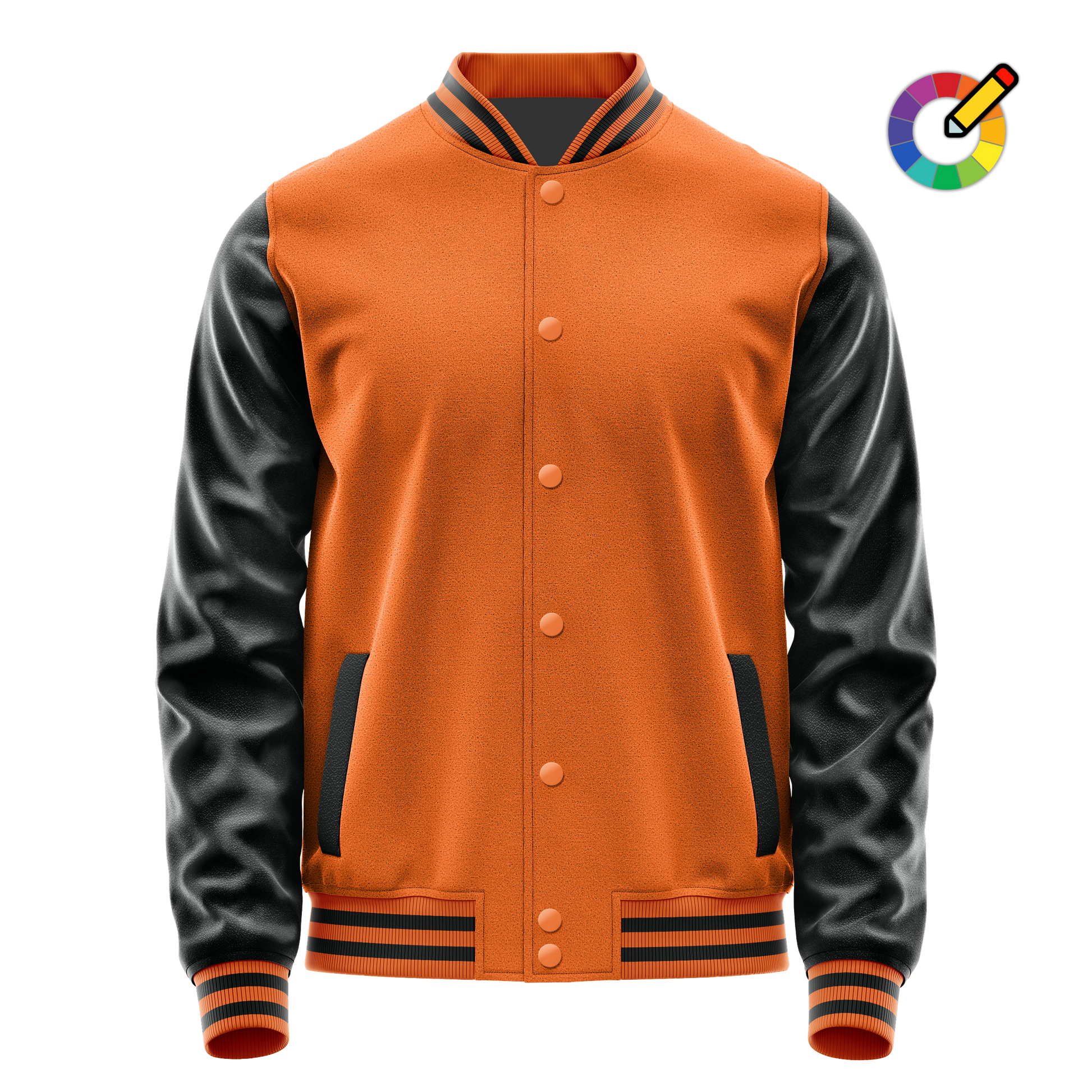 Orange & Black Leather Varsity Jacket JG28172817