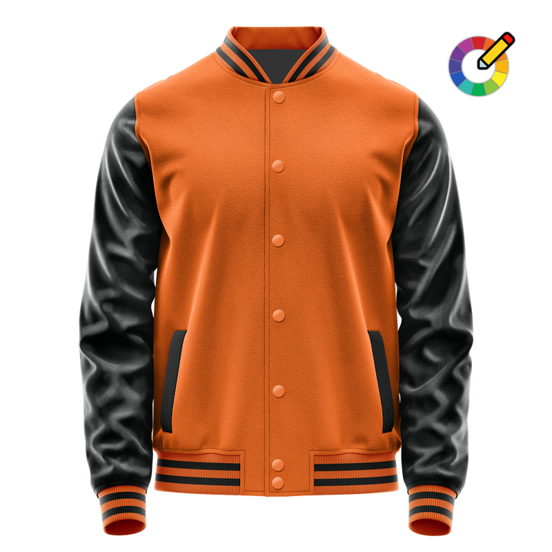 Orange & Black Leather Varsity Jacket JG28172817