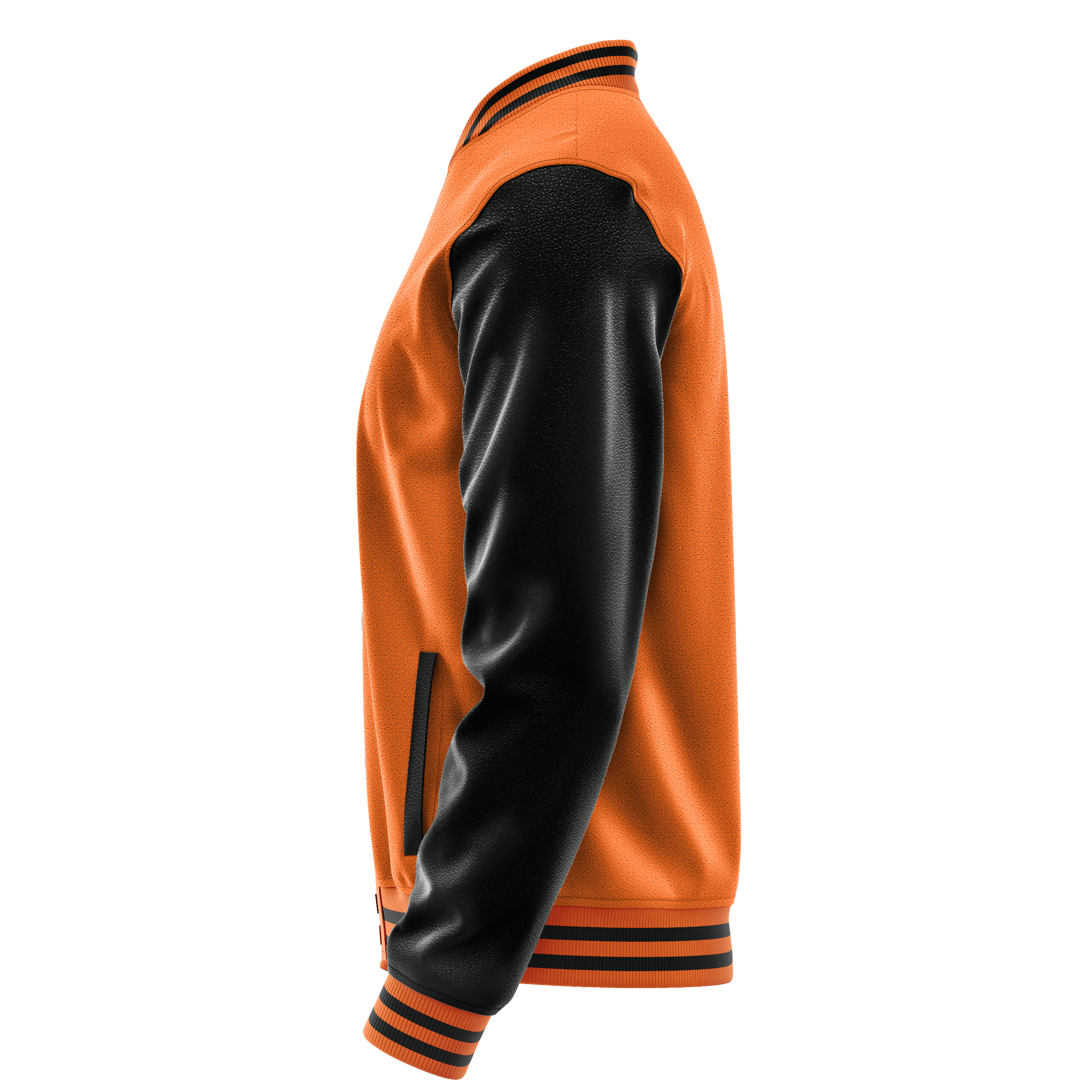 Orange & Black Leather Varsity Jacket JG28172817