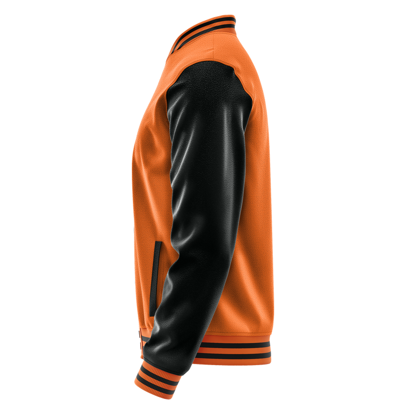 Orange & Black Leather Varsity Jacket JG28172817