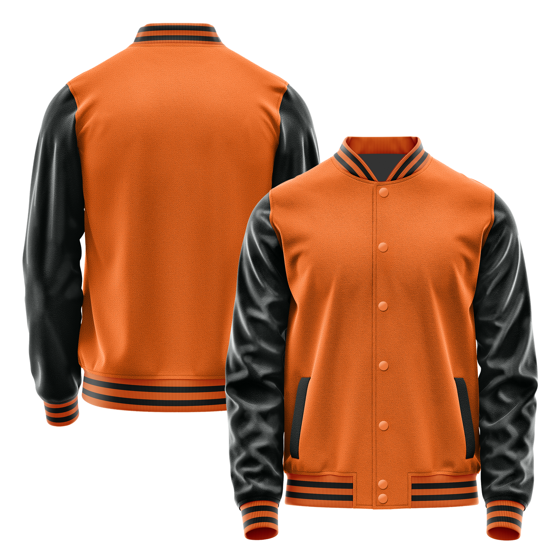 Orange & Black Leather Varsity Jacket JG28172817