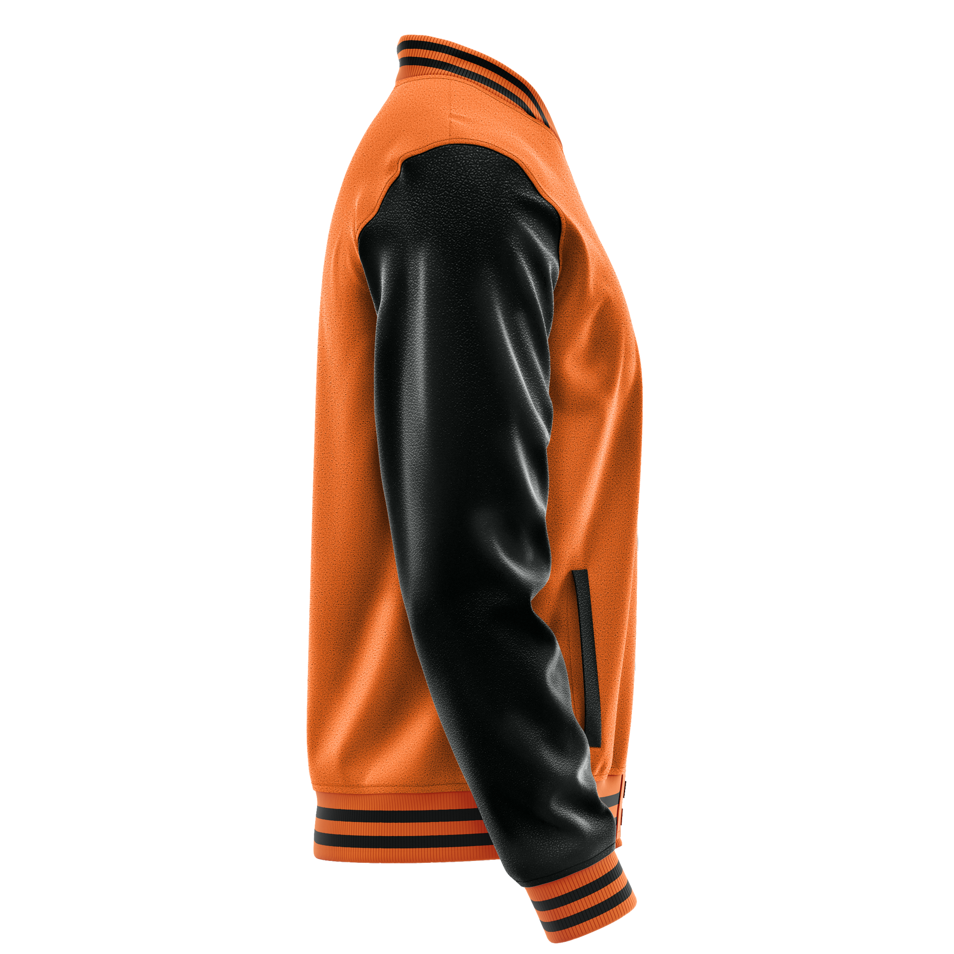 Orange & Black Leather Varsity Jacket JG28172817