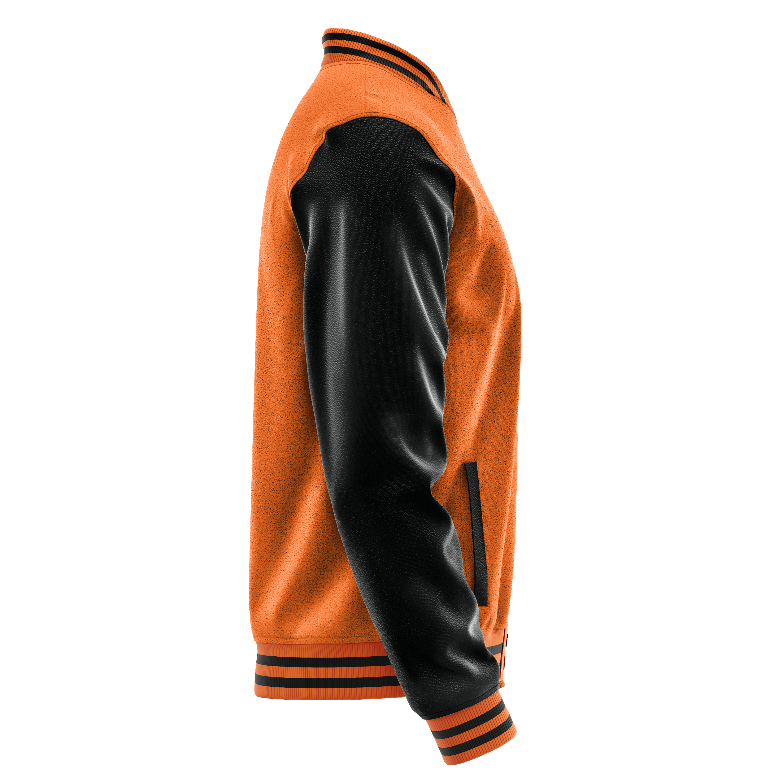 Orange & Black Leather Varsity Jacket JG28172817