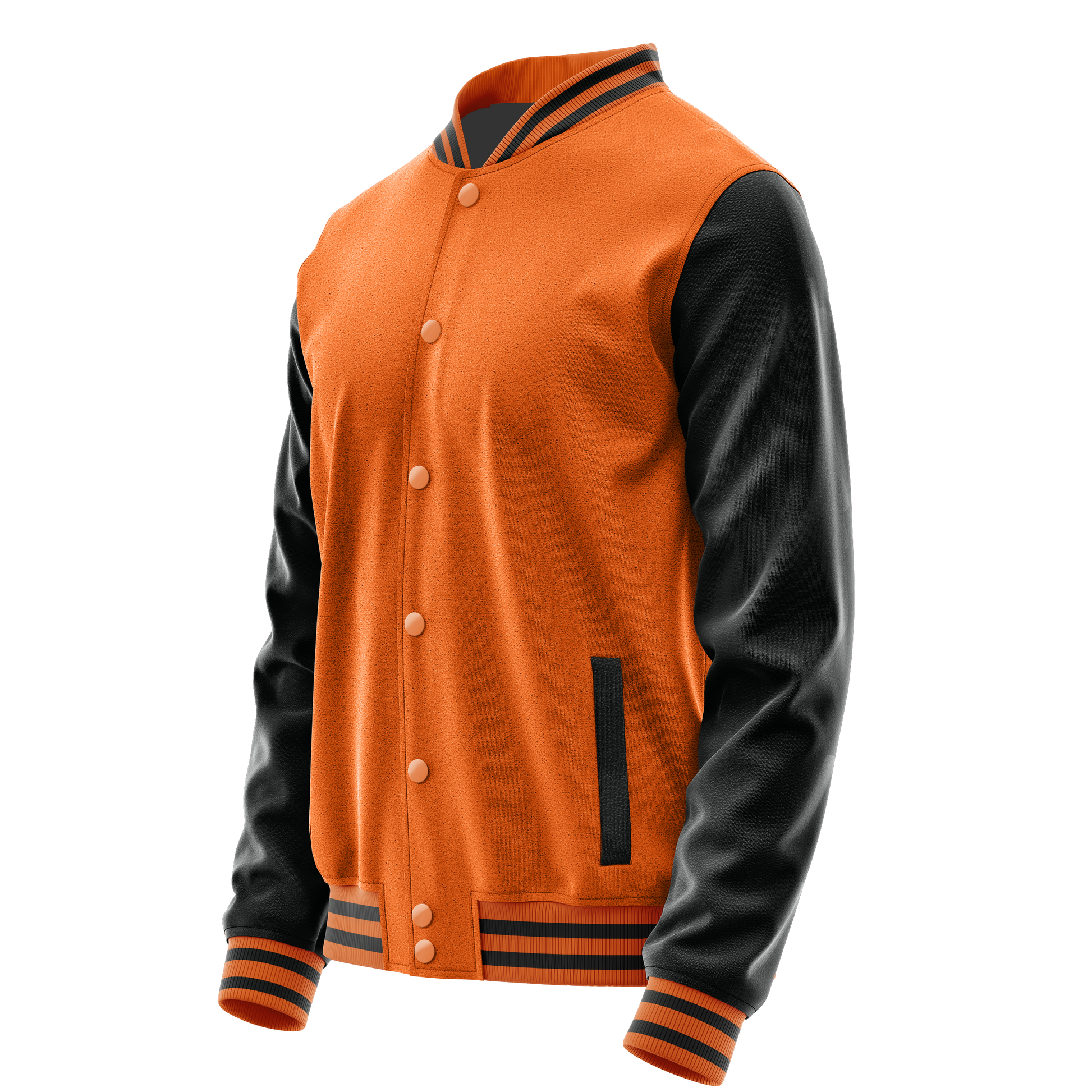 Orange & Black Leather Varsity Jacket JG28172817