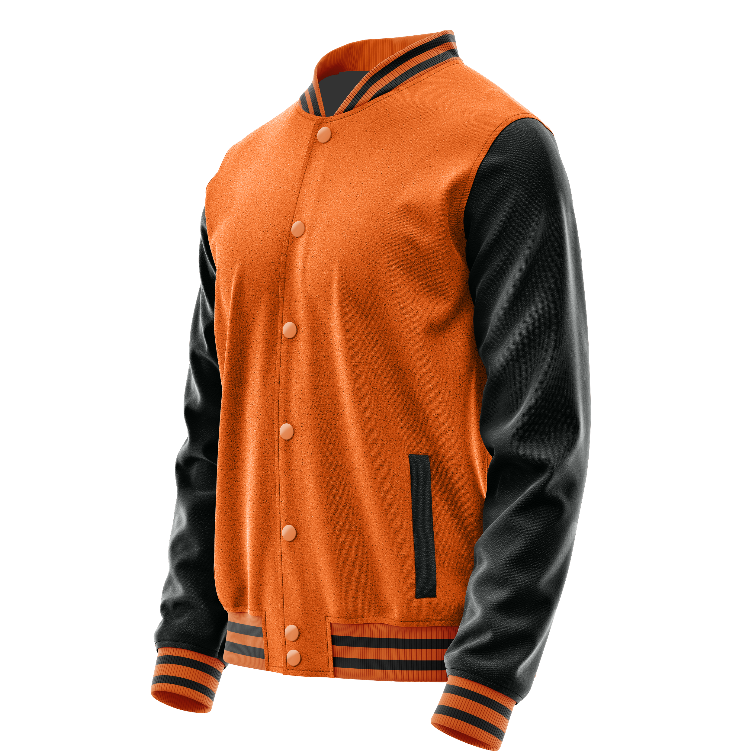 Orange & Black Leather Varsity Jacket JG28172817