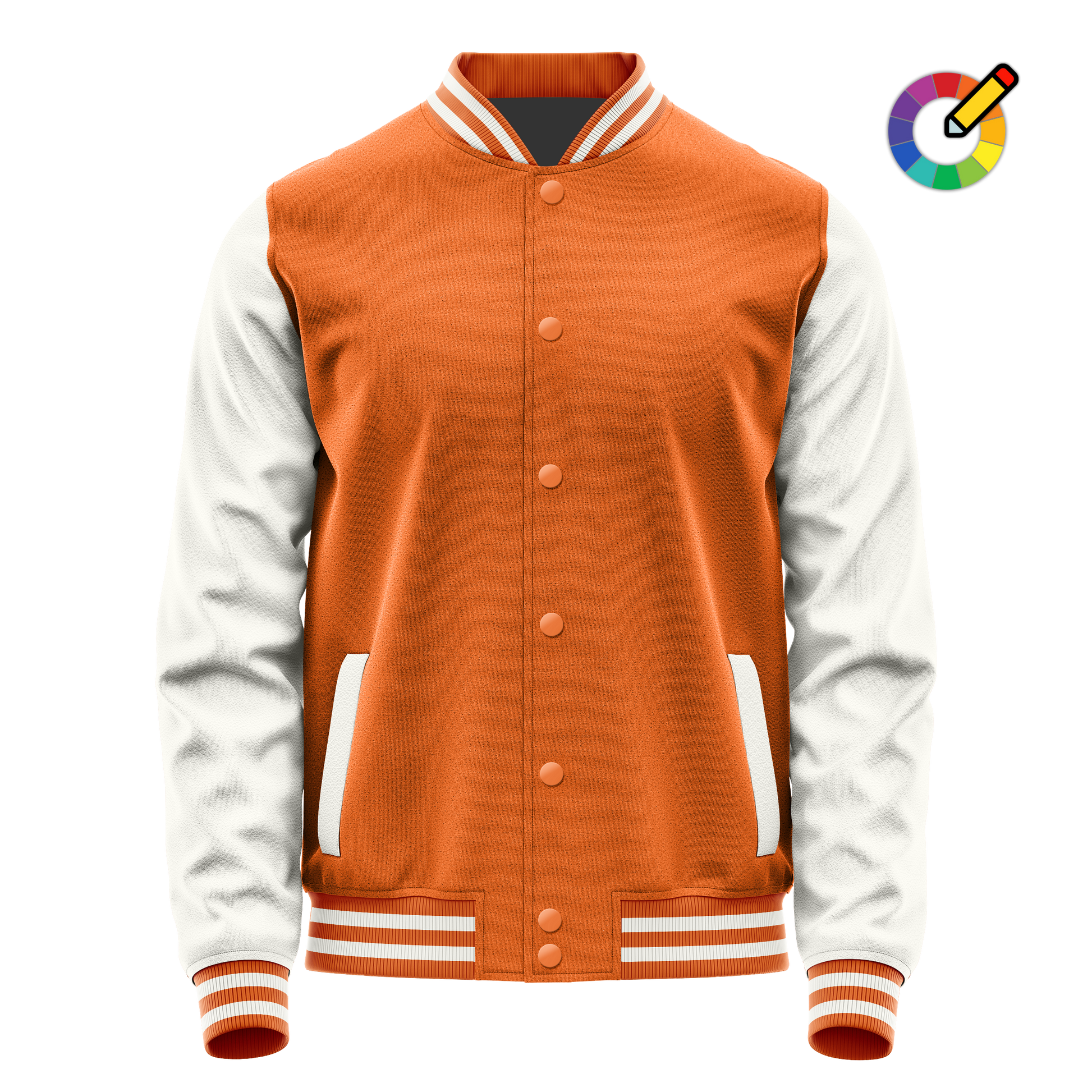 Orange & White Leather Varsity Jacket JG28182818