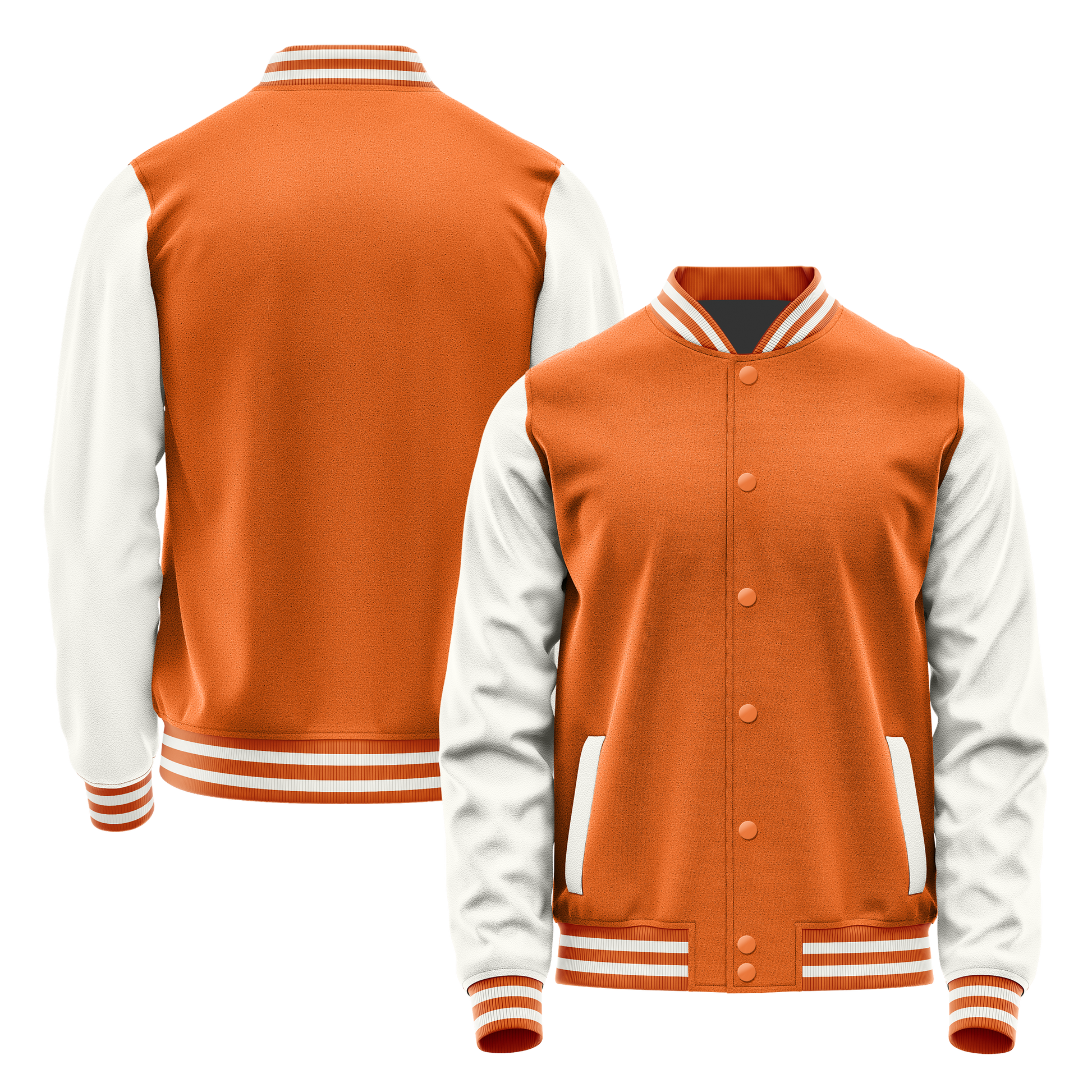 Orange & White Leather Varsity Jacket JG28182818