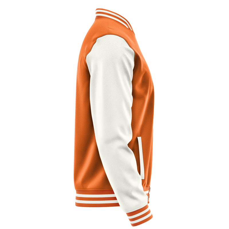 Orange & White Leather Varsity Jacket JG28182818