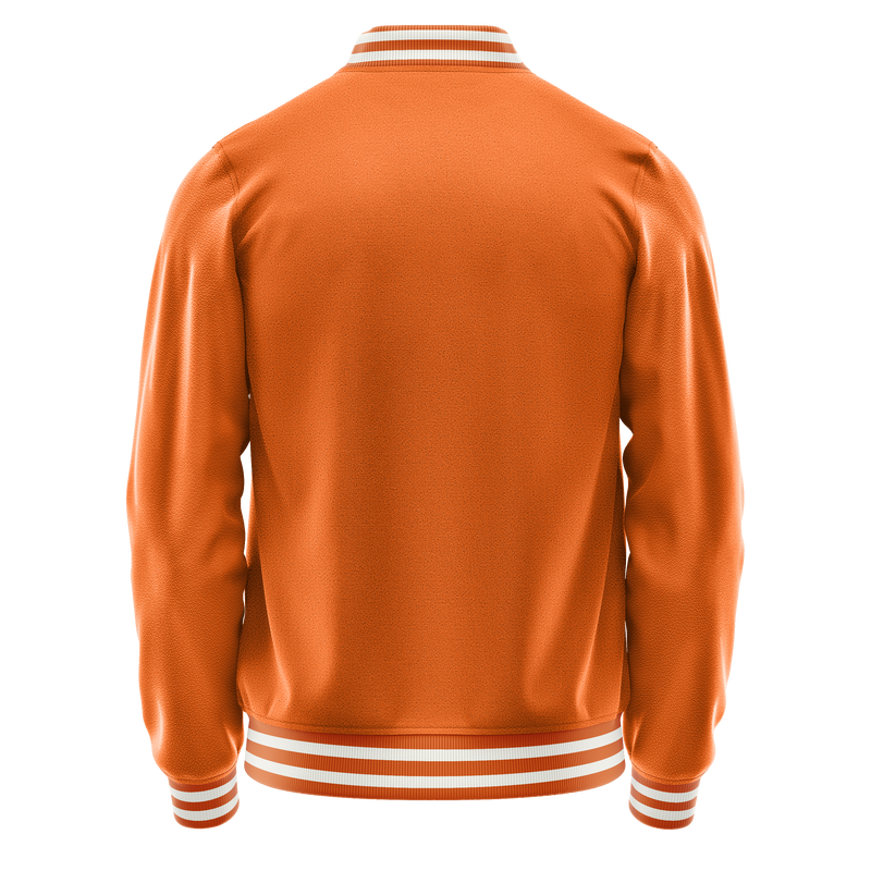 Orange & Orange Leather Varsity Jacket JG28282818