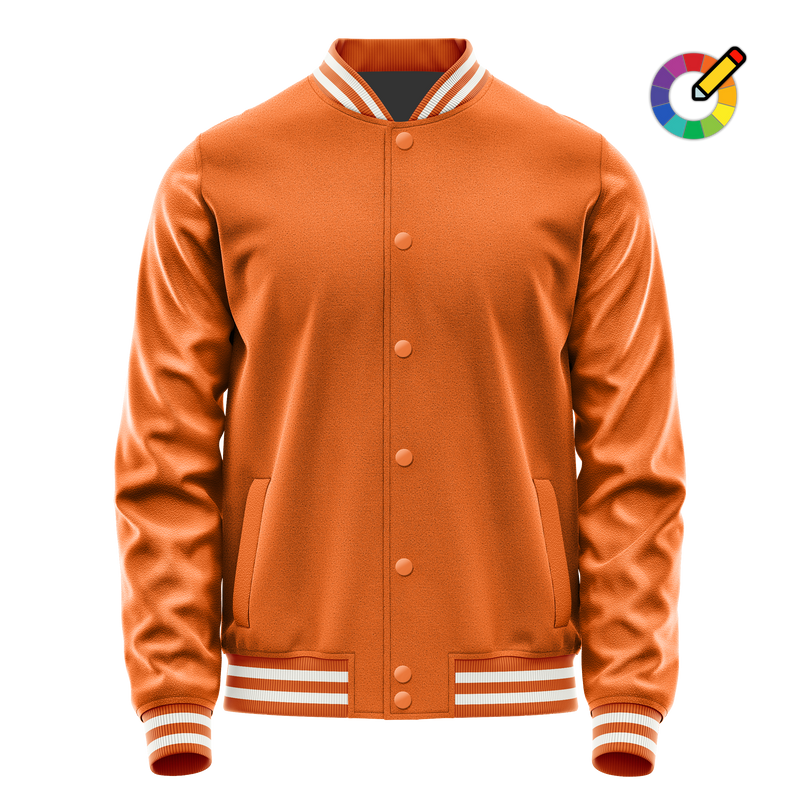 Orange & Orange Leather Varsity Jacket JG28282818