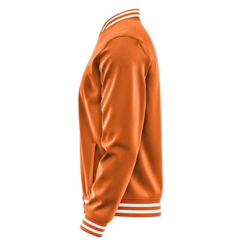 Orange & Orange Leather Varsity Jacket JG28282818