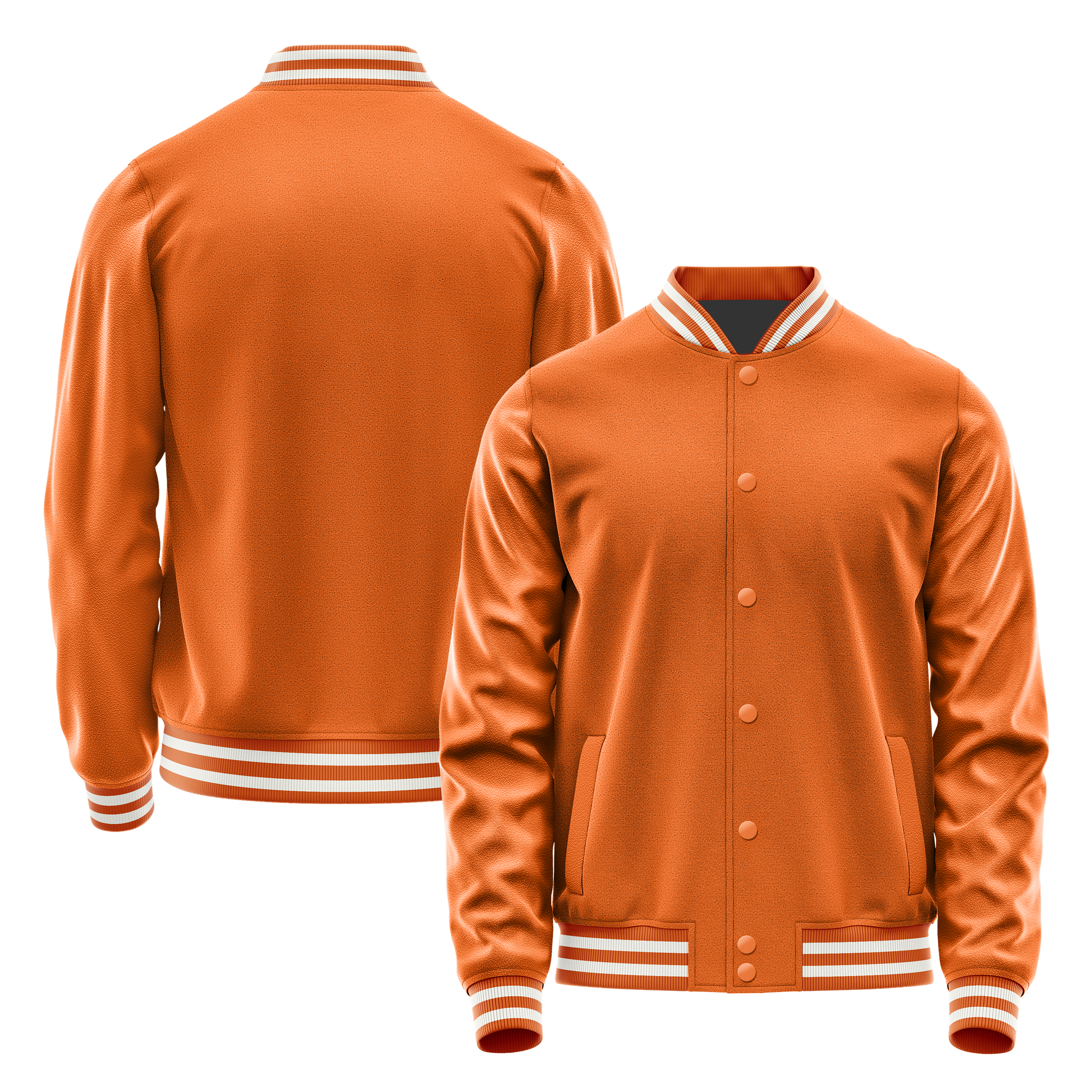 Orange & Orange Leather Varsity Jacket JG28282818