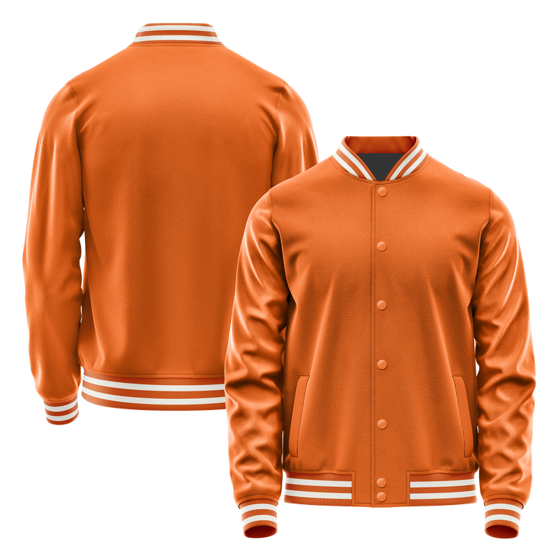 Orange & Orange Leather Varsity Jacket JG28282818