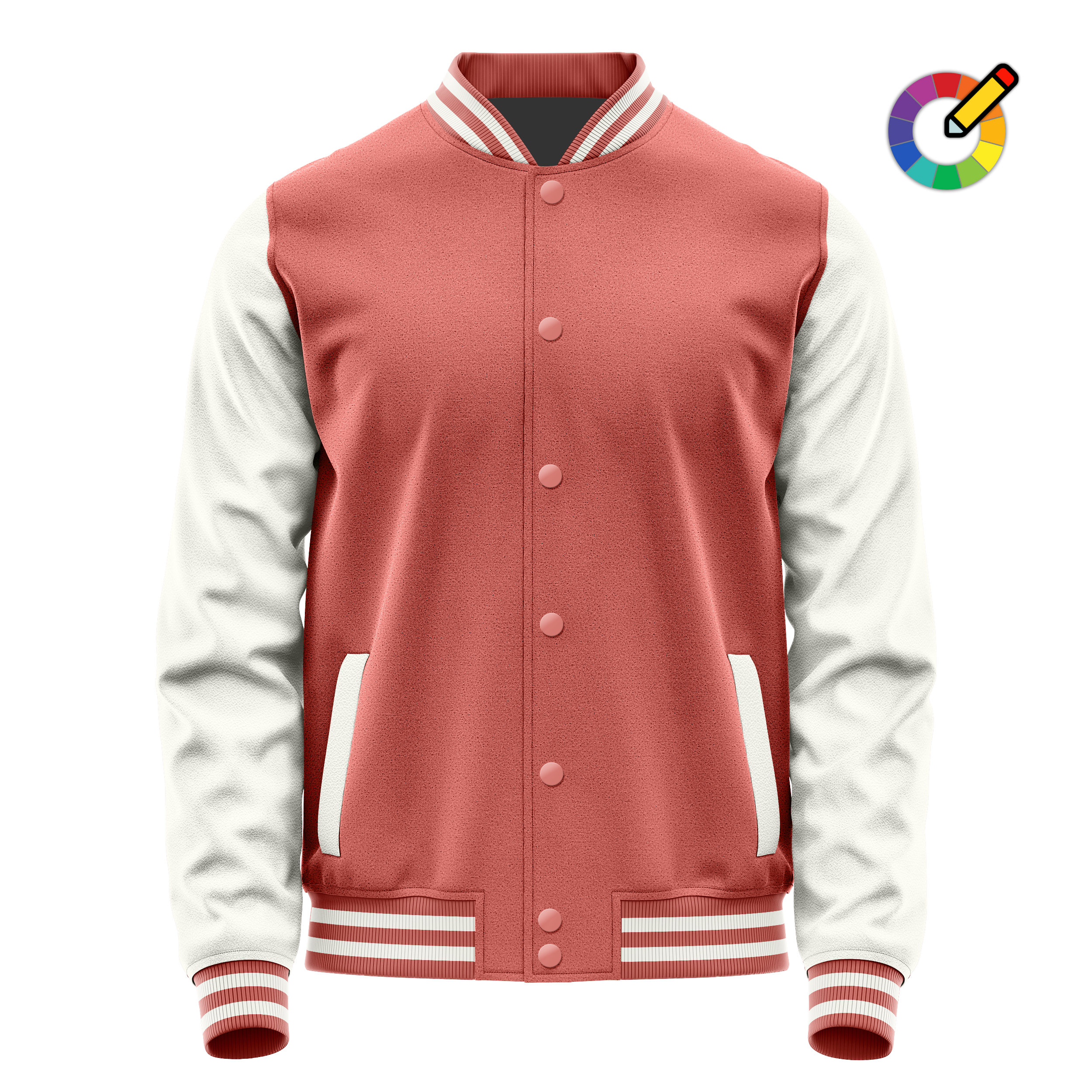 Copper Rose & White Leather Varsity Jacket JG29182918