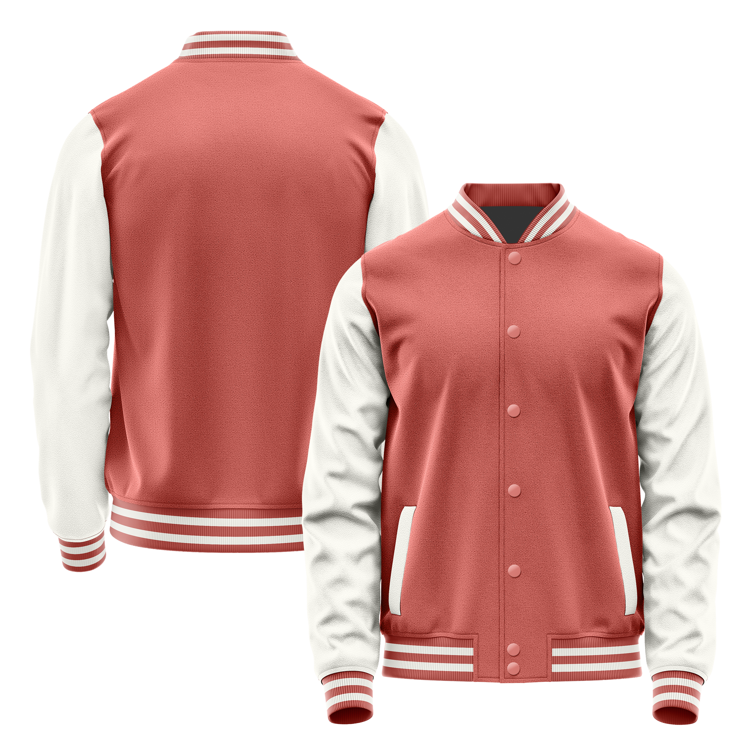 Copper Rose & White Leather Varsity Jacket JG29182918