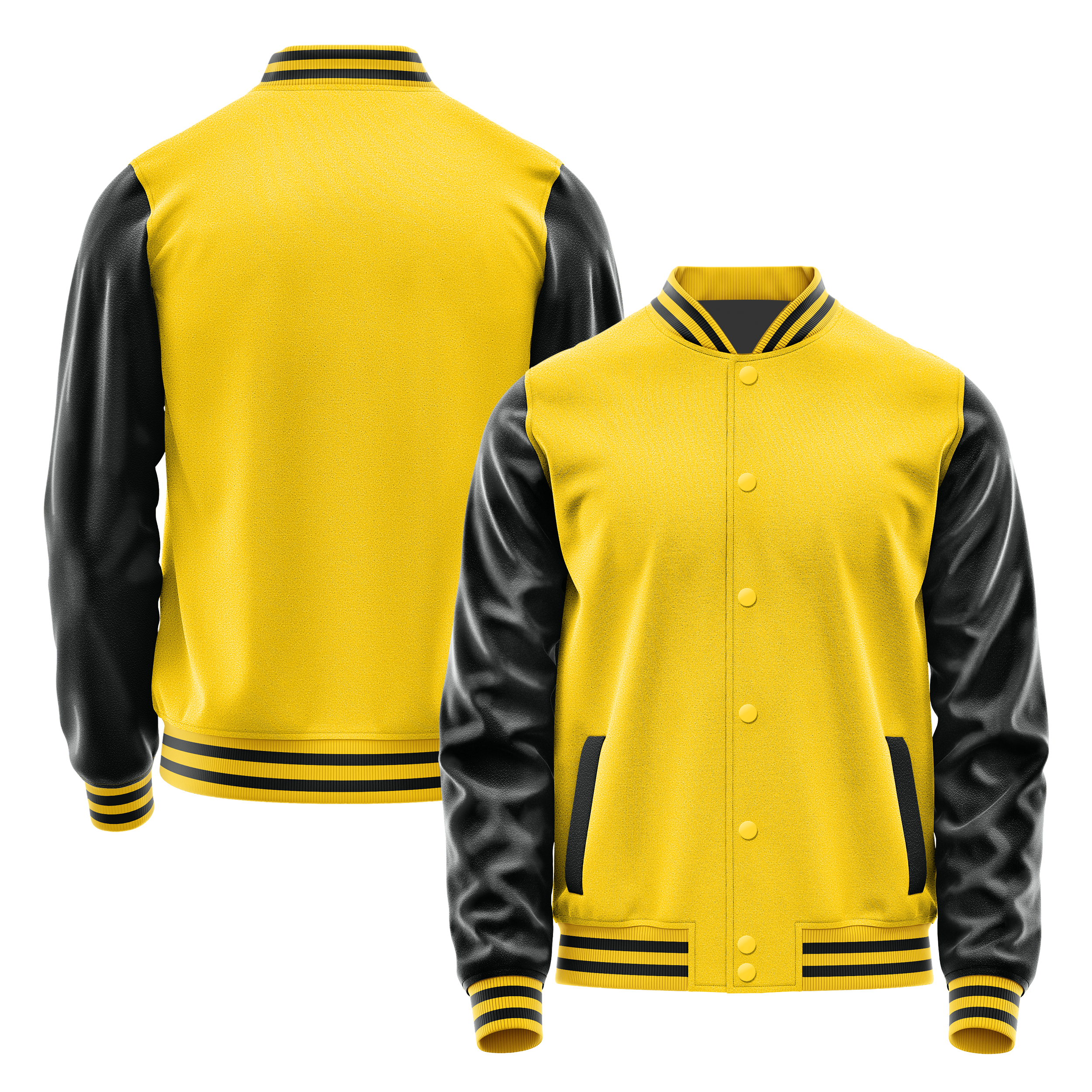 Gold & Black Leather Varsity Jacket JG30173017